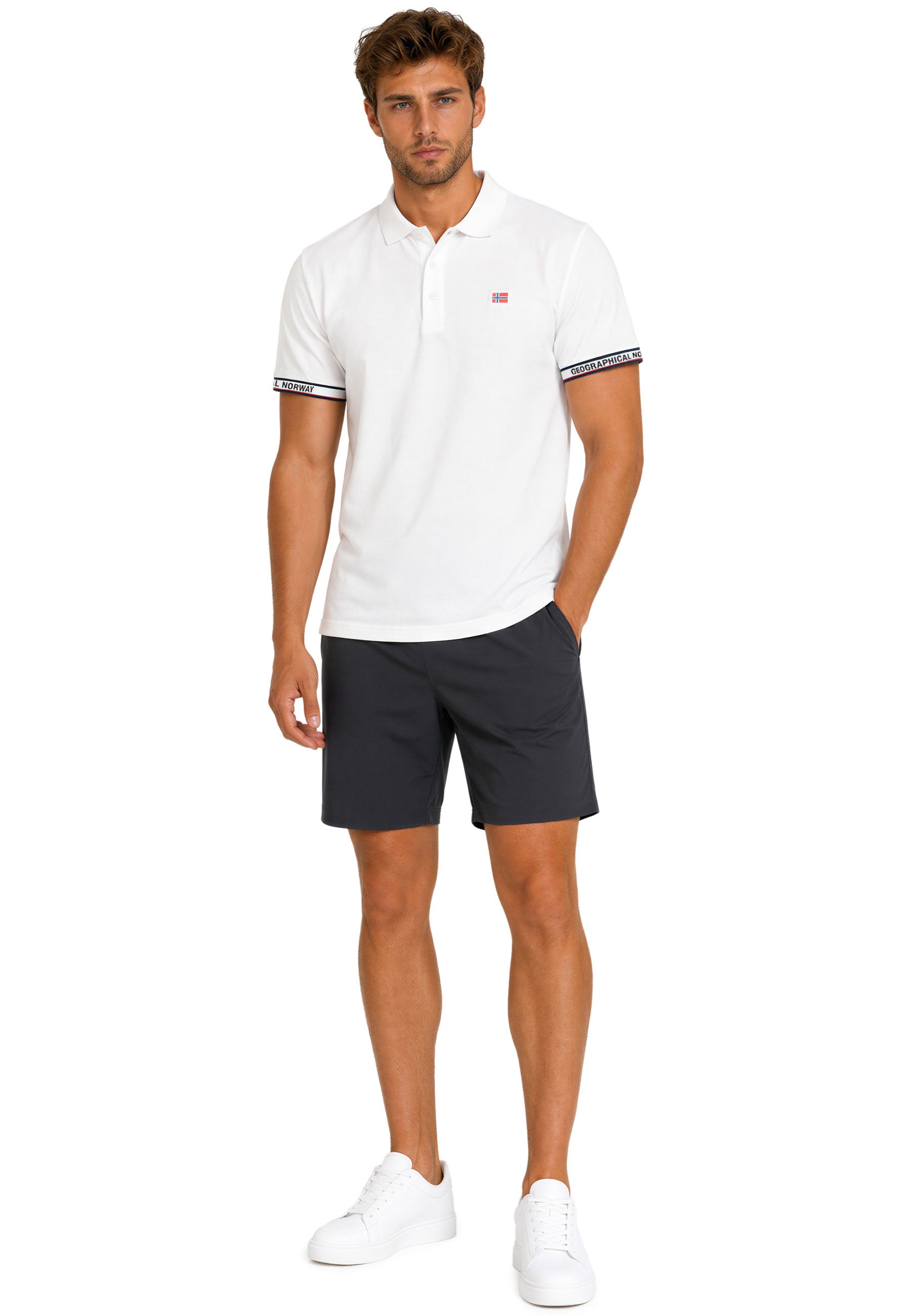 Herren Regular Fit Polohemd koliar men - White