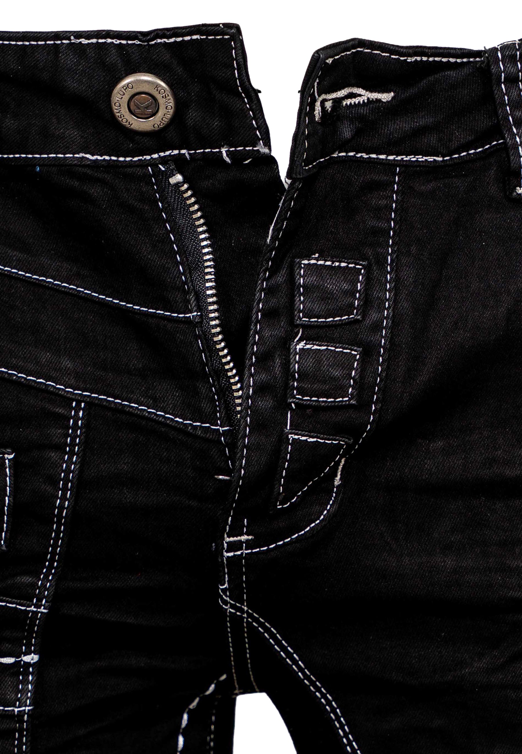 Herren Regular Fit Jeans Stonewashed KM8004 - Black
