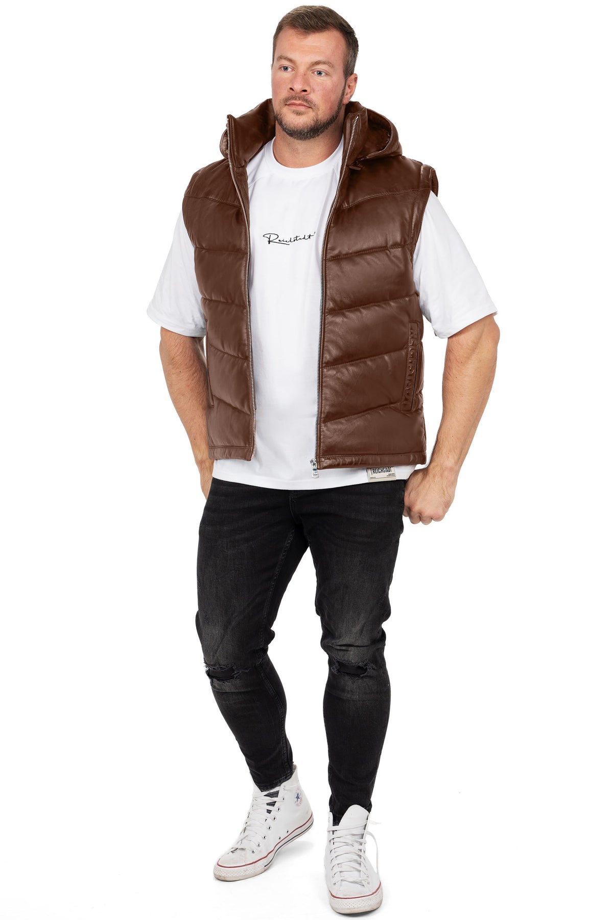 Herren Regular Fit Jacke Echtleder in Cognac – Reichstadt – Ansicht 6