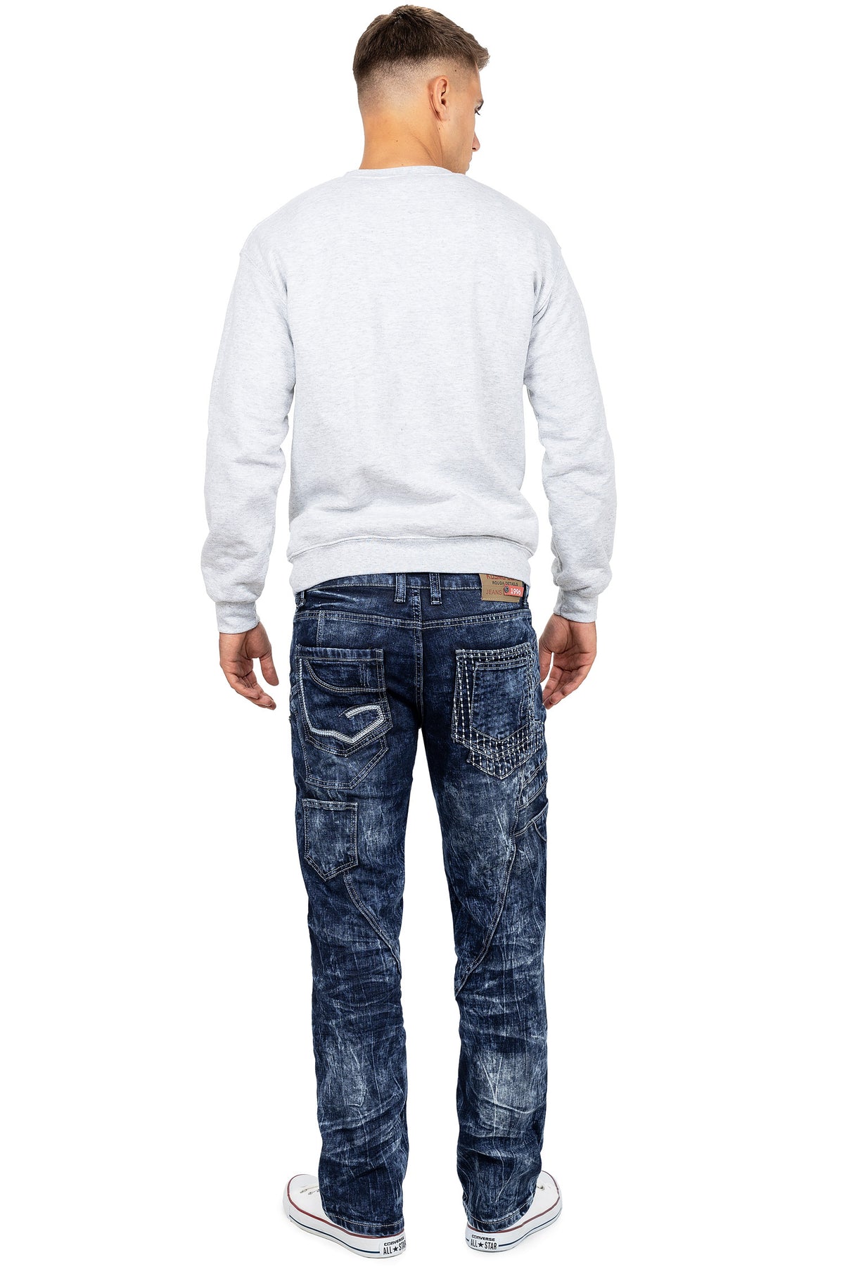 Herren Regular Fit Jeans Stonewashed in Blue – Kosmo Lupo – Ansicht 6