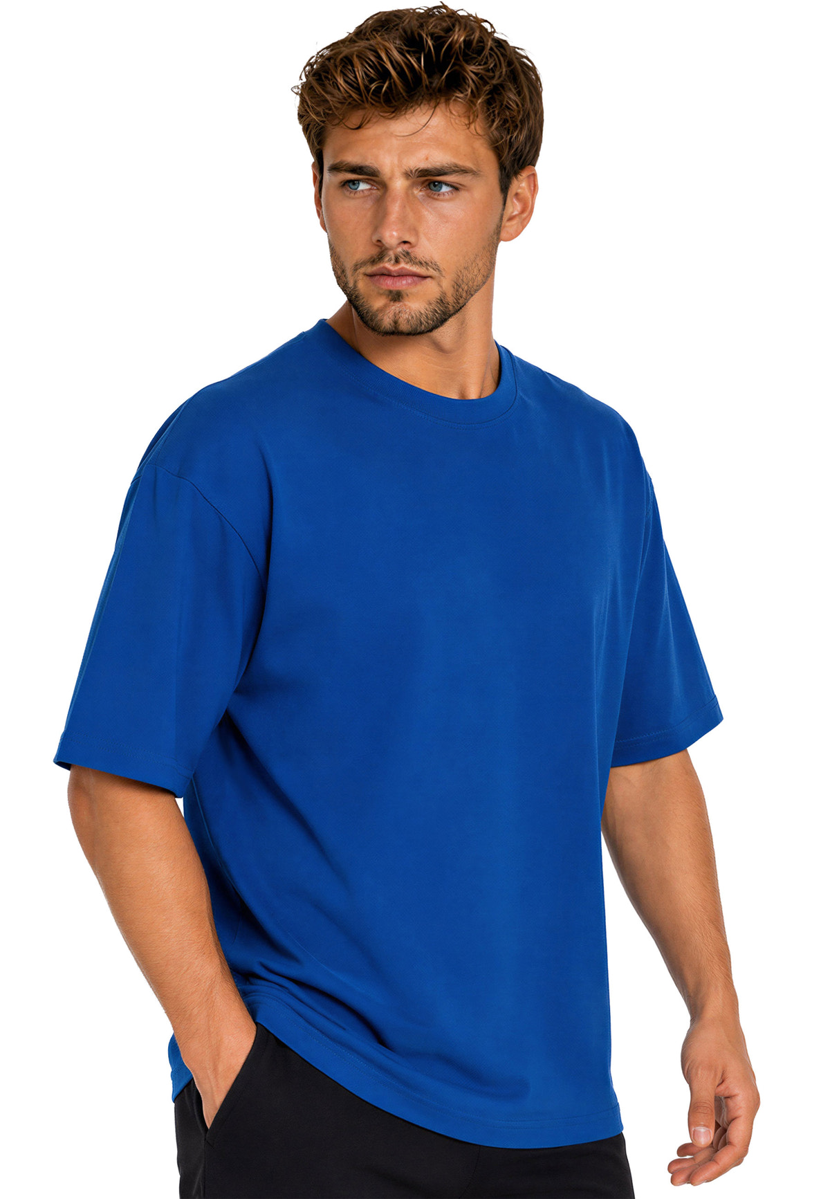 Herren Regular Fit T-Shirt Shoulder Drop in Navy Blue – Reichstadt – Ansicht 6