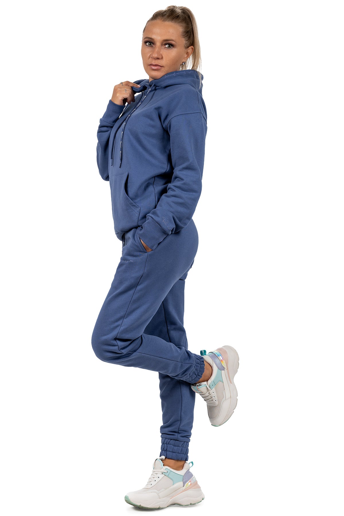 Damen Slim Fit Jogginghose Marken-Stick in Dark Blue – Reichstadt – Ansicht 6