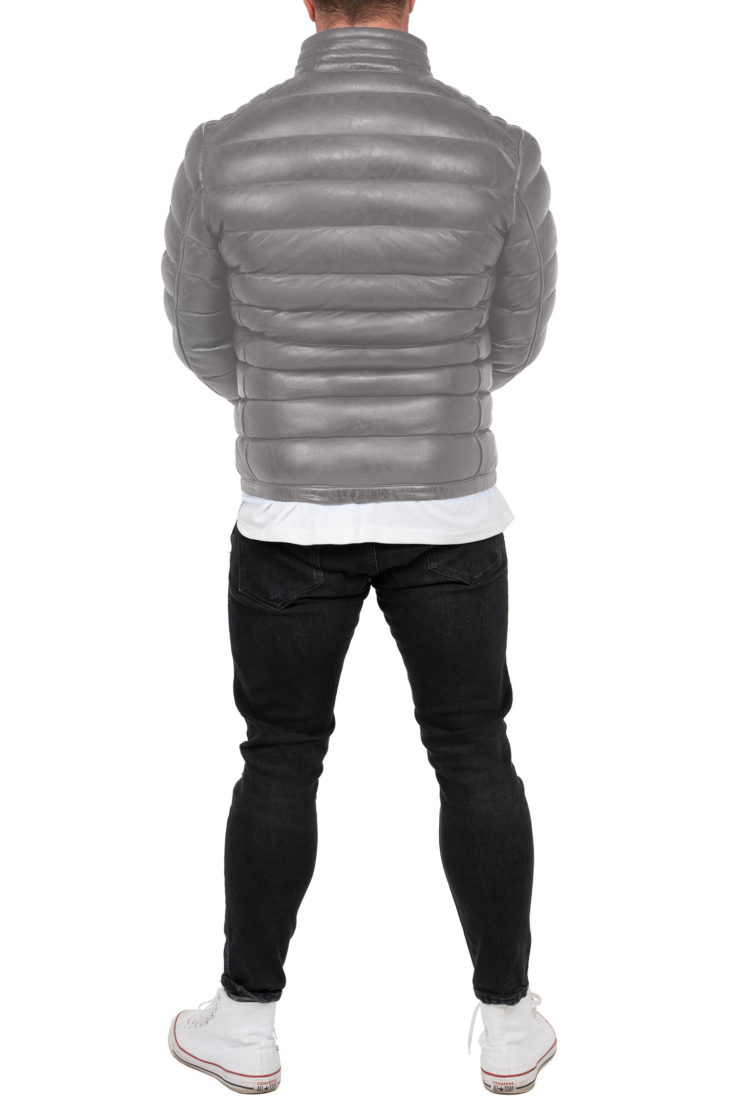 Reichstadt Herren Regular Fit Lederjacke Grau (Modell 19RS016) - Ansicht 6