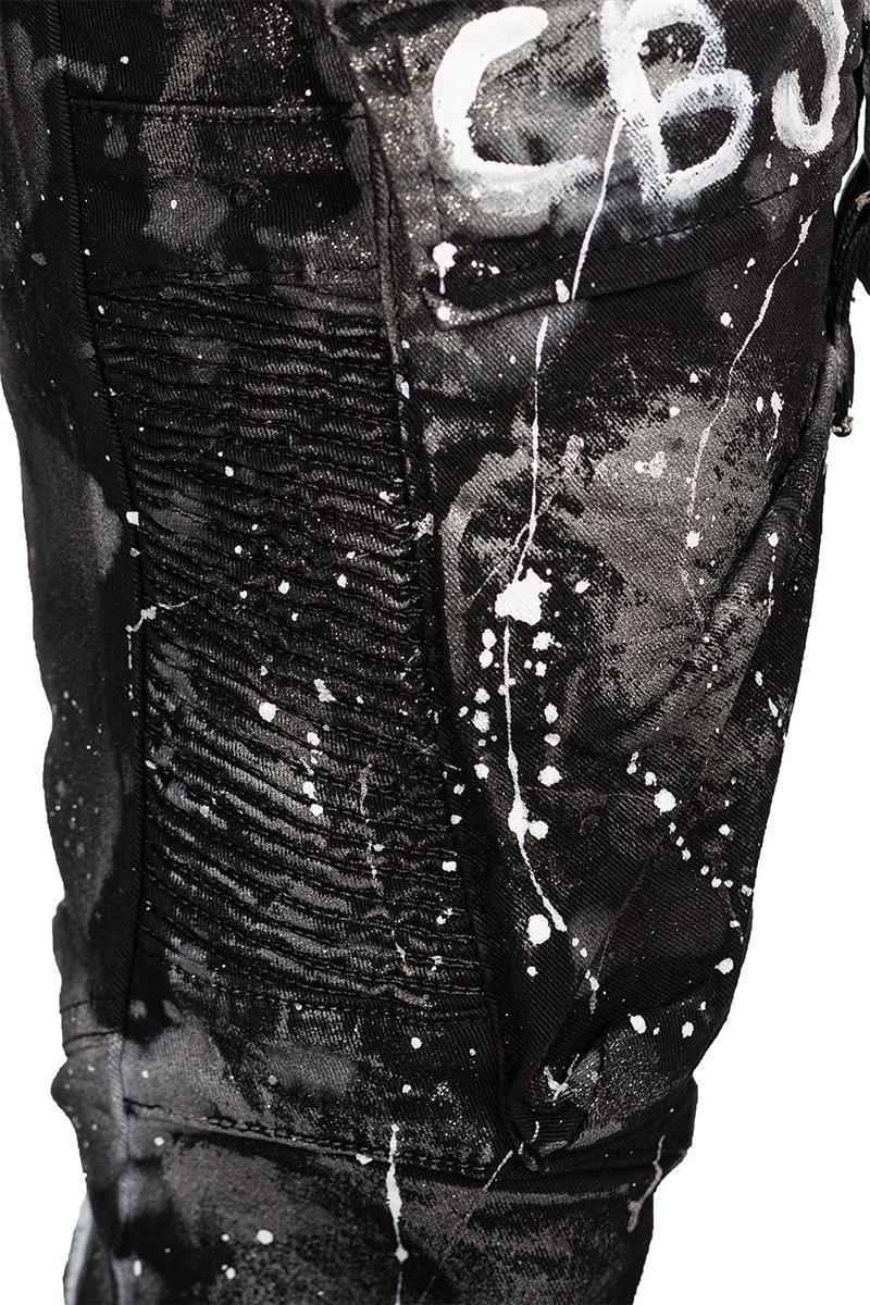 Herren Regular Fit Jeans Glitzer CD572 - Black