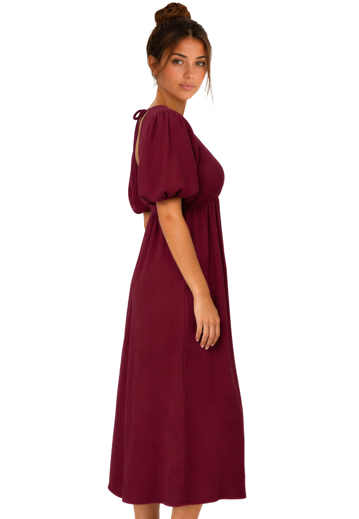 Damen Relaxed Fit Sommerkleid Musselin in Red – Reichstadt – Ansicht 6