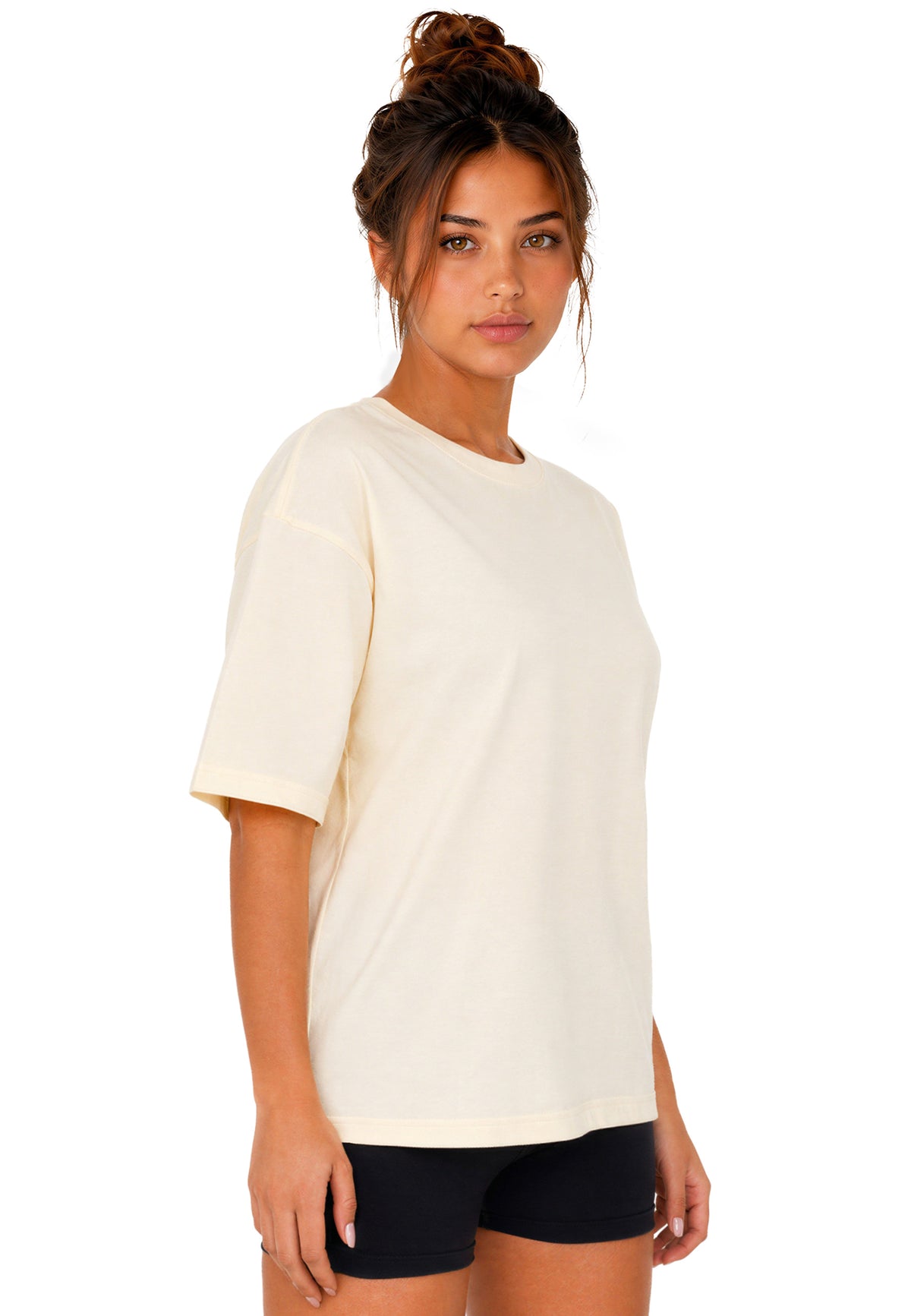 Damen Regular Fit T-Shirt Shoulder Drop in Beige – Reichstadt – Ansicht 6