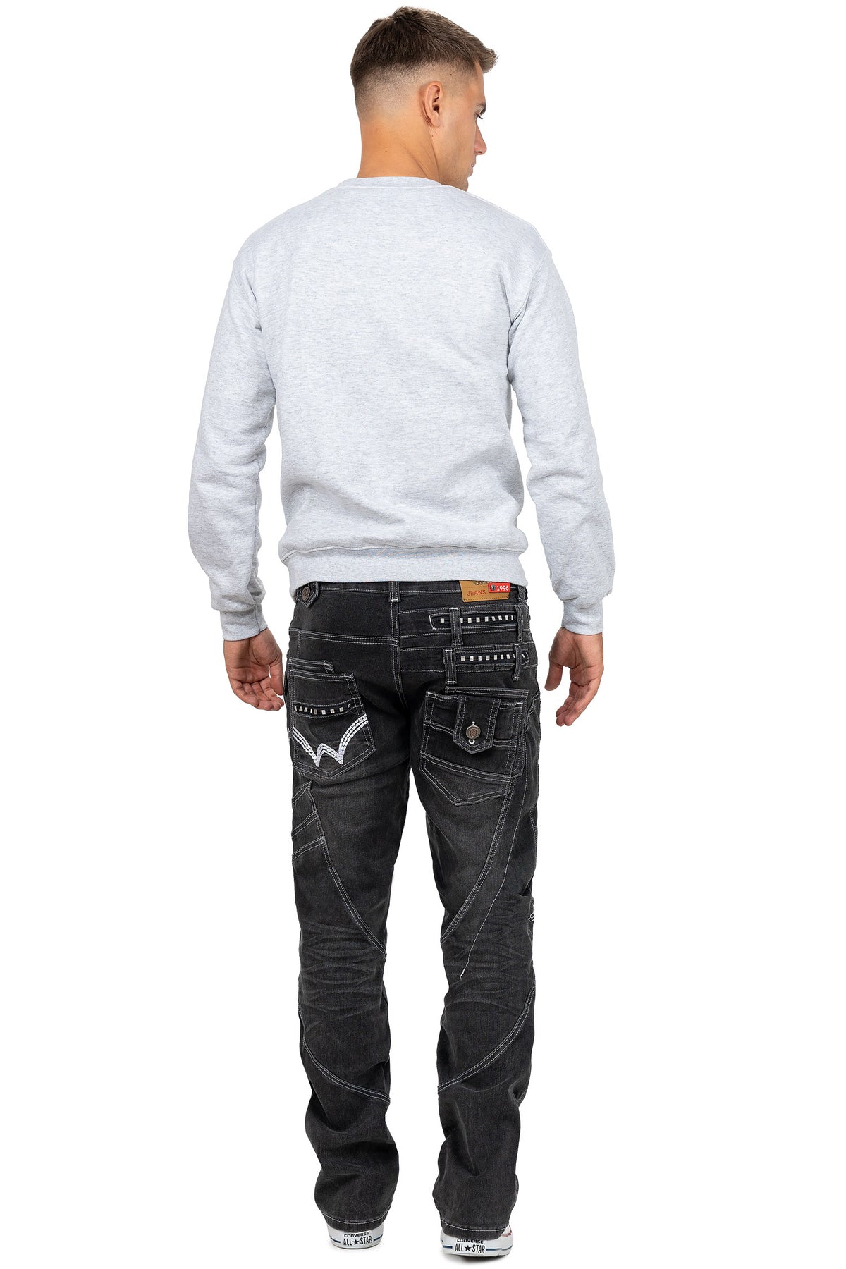 Herren Regular Fit Jeans Stonewashed in Grey – Kosmo Lupo – Ansicht 6
