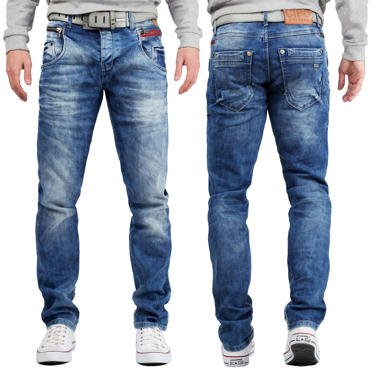 Herren Slim Fit Jeans Stonewashed in Blue – Cipo & Baxx – Ansicht 6