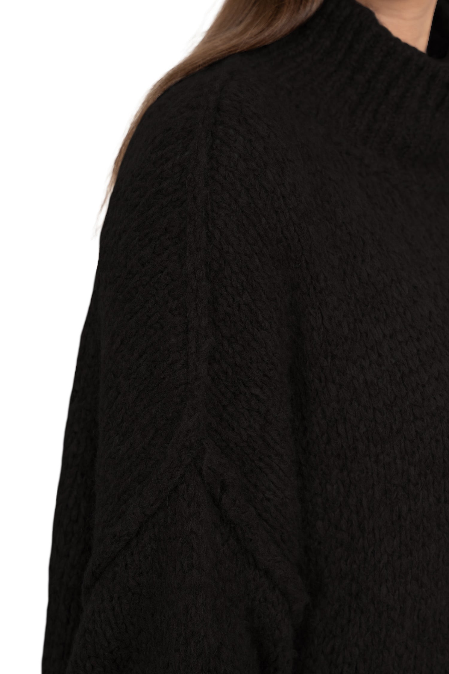 Damen Relaxed Fit Strickpullover 25RSW095 - Black