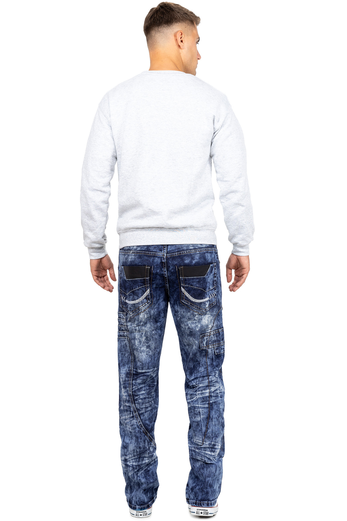 Herren Regular Fit Jeans Stonewashed in Blue – Kosmo Lupo – Ansicht 6