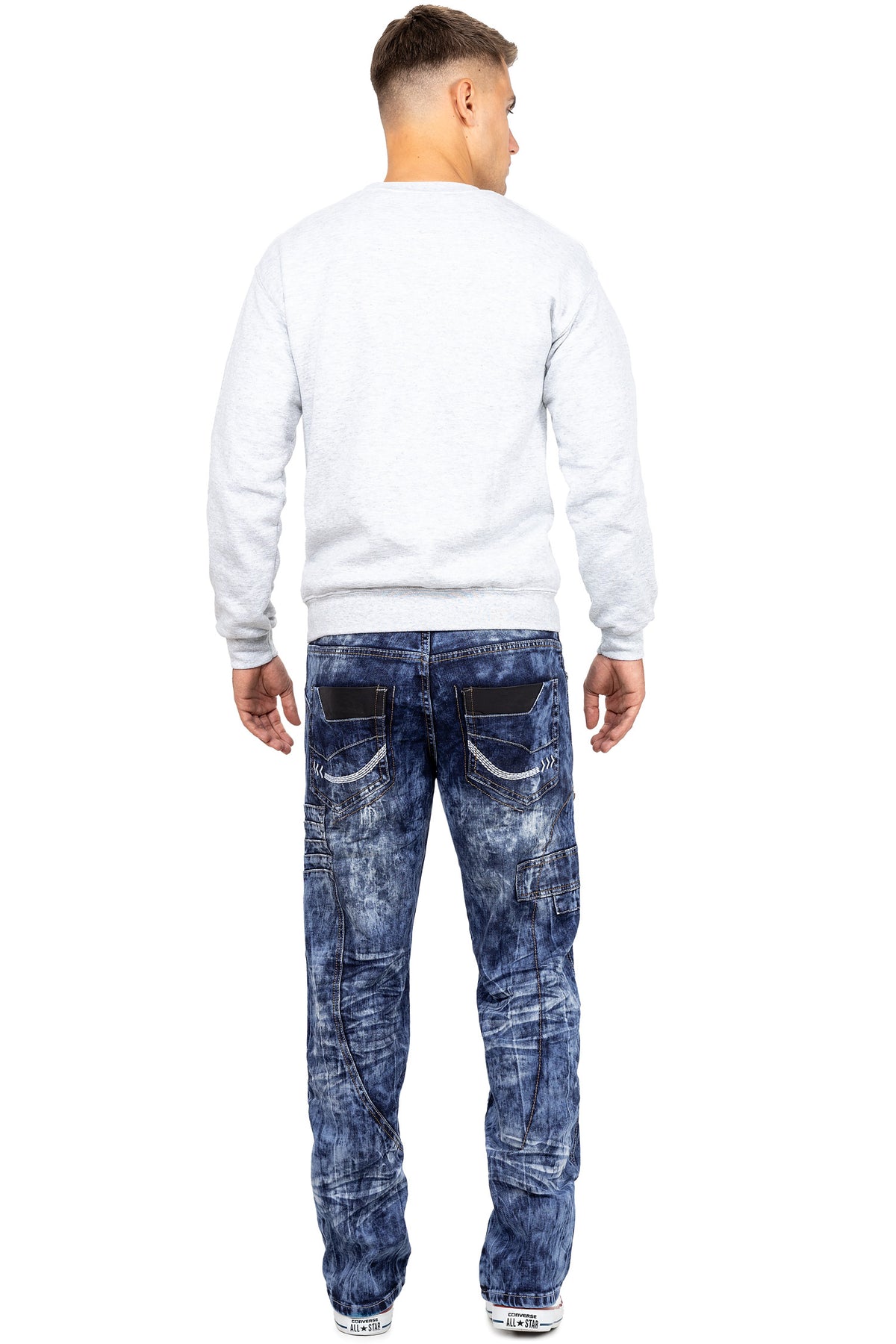 Herren Regular Fit Jeans Stonewashed in Blue – Kosmo Lupo – Ansicht 6