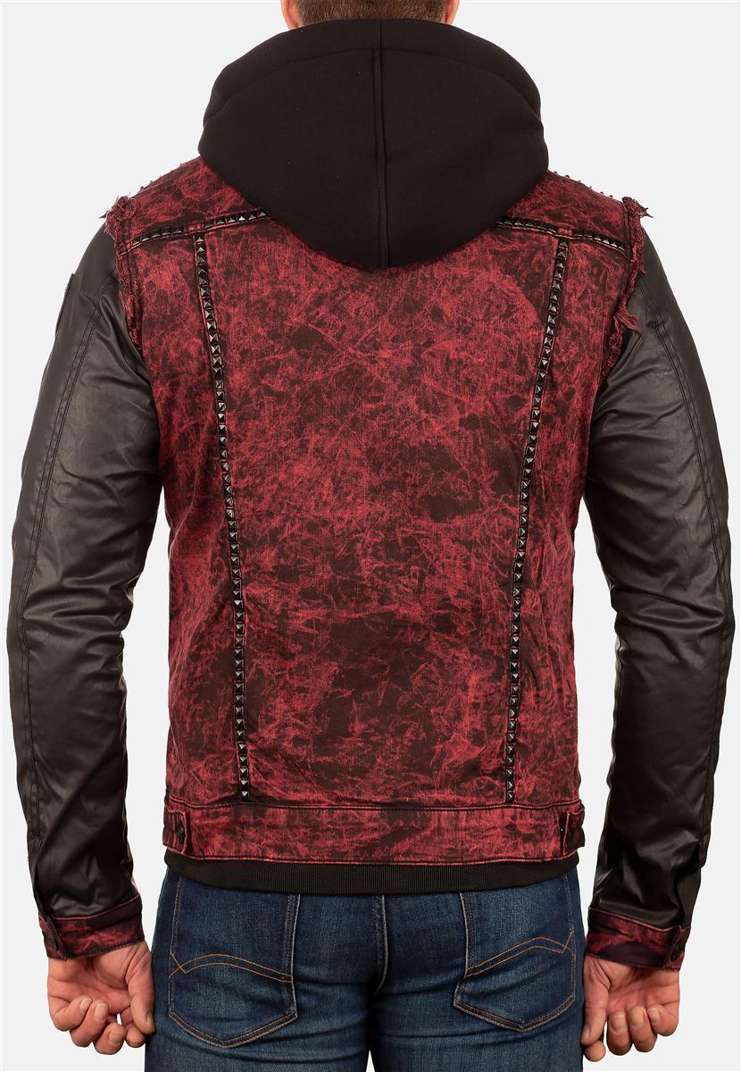 Herren Bequem Kapuzen Sweatjacke Denim in Bordeaux – Cipo & Baxx – Ansicht 6