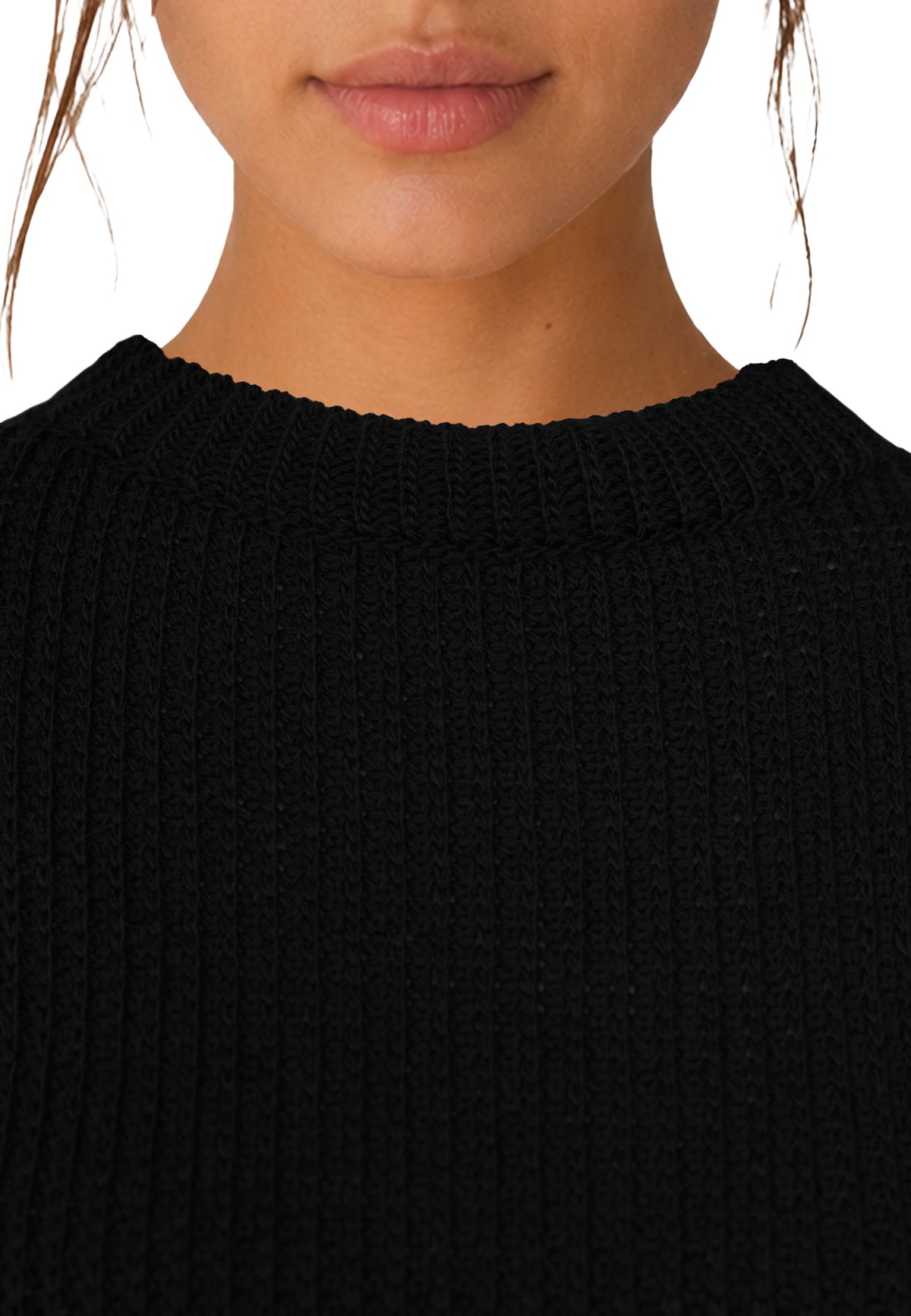 Damen Relaxed Fit Strickpullover 25RSW093 - Black