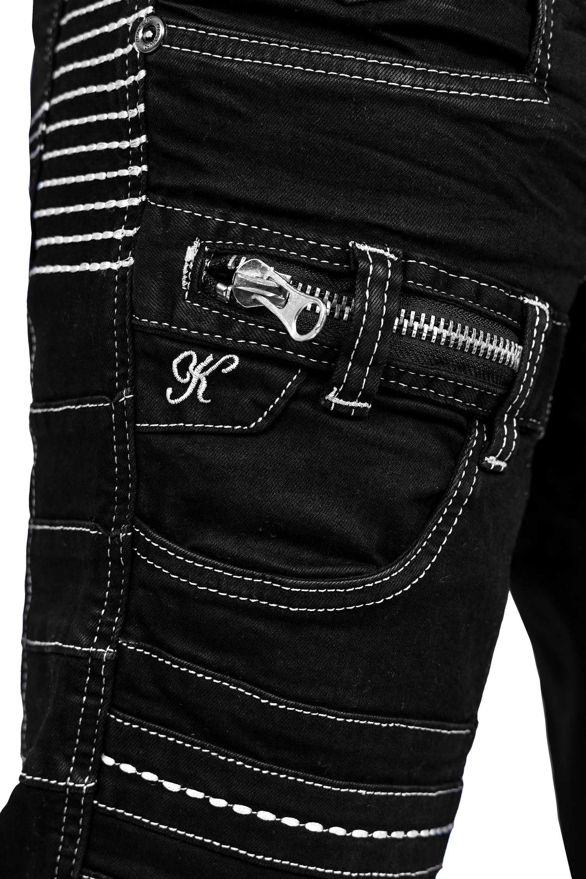 Herren Regular Fit Jeans Mid Waist in Black – Kosmo Lupo – Ansicht 6