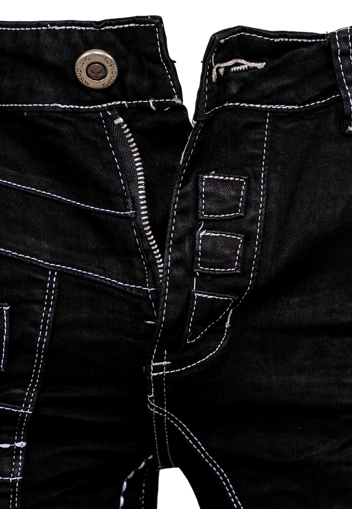 Herren Regular Fit Jeans Stonewashed in Black – Kosmo Lupo – Ansicht 6