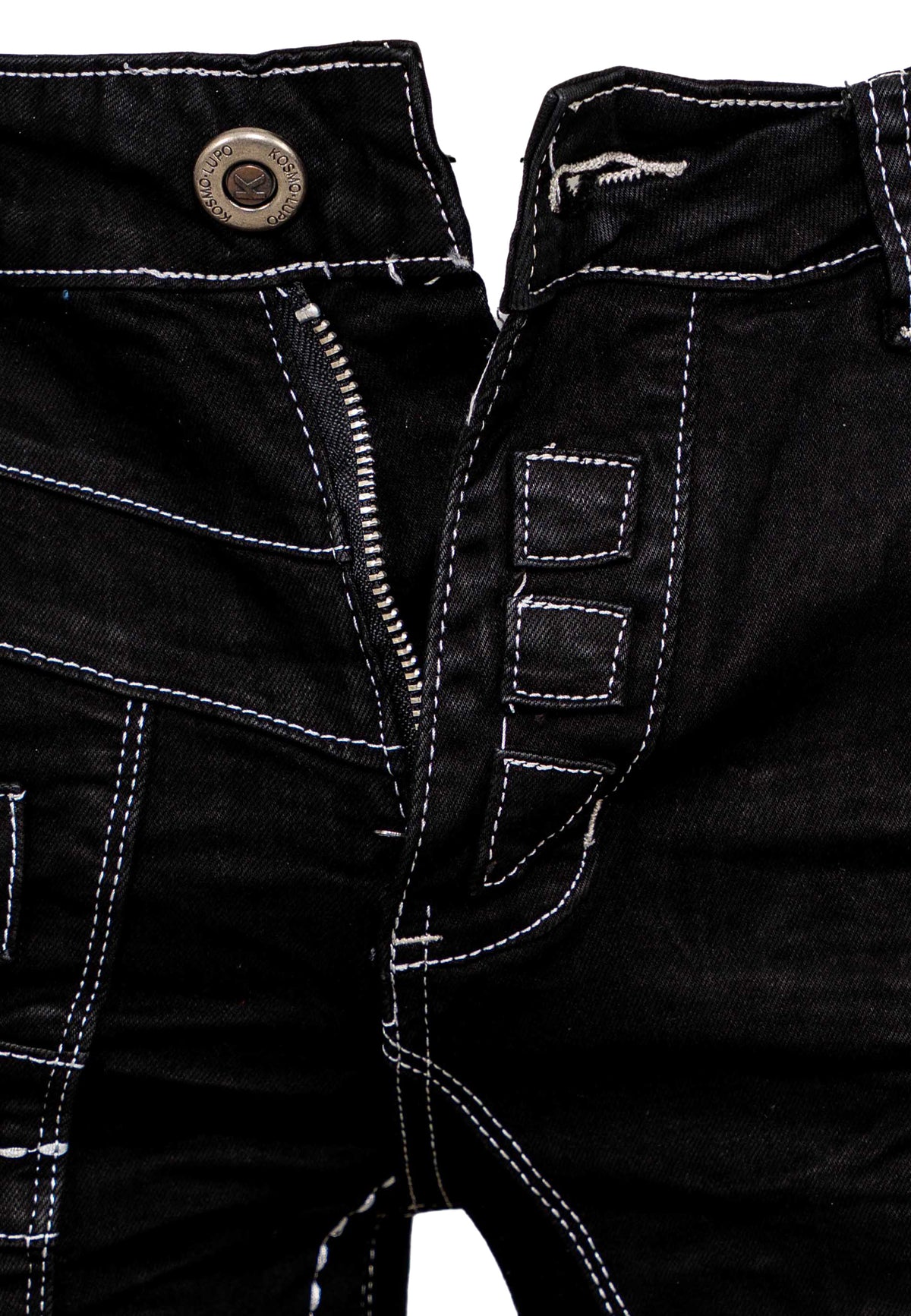 Herren Regular Fit Jeans Stonewashed in Black – Kosmo Lupo – Ansicht 6