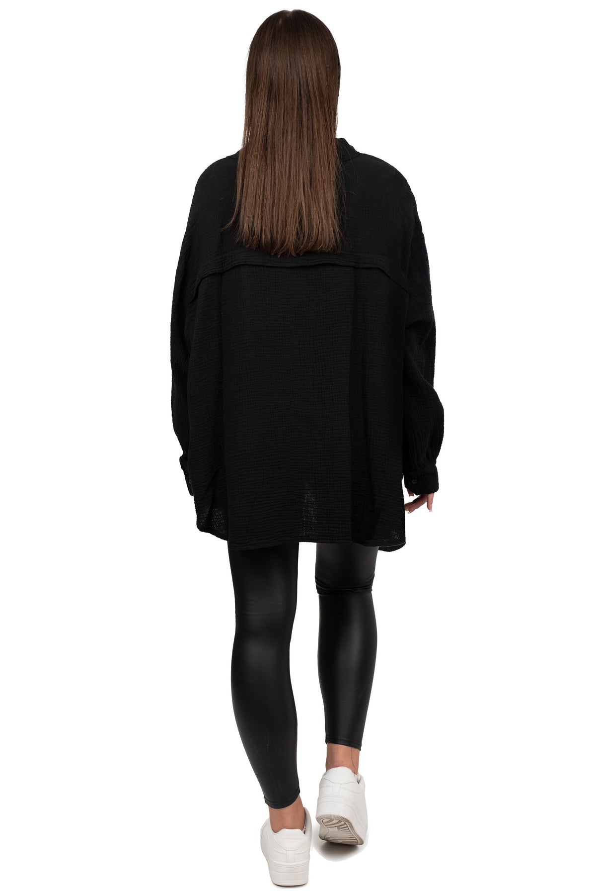 Damen Relaxed Fit Bluse Musselin 25RSW080 - Black