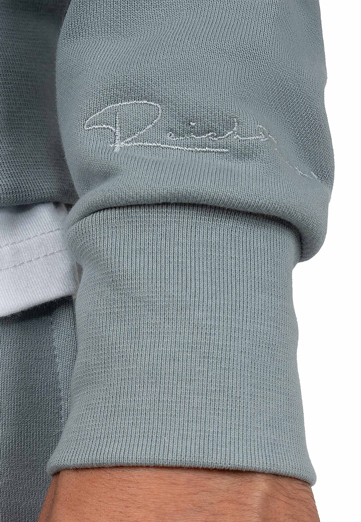Herren Regular Fit Hoodie Marken-Stick in Grey – Reichstadt – Ansicht 6