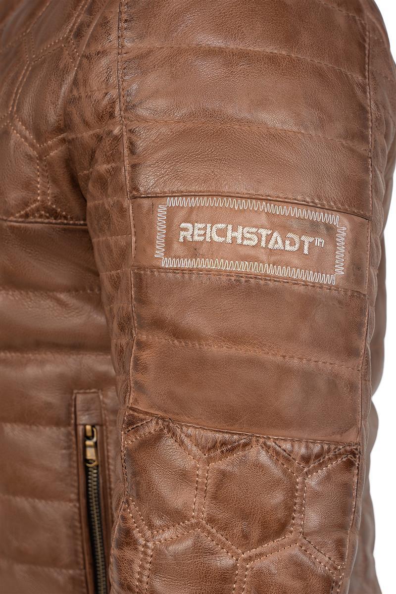 Herren Slim Fit Echtlederjacke Echtleder in Cognac – Reichstadt – Ansicht 6