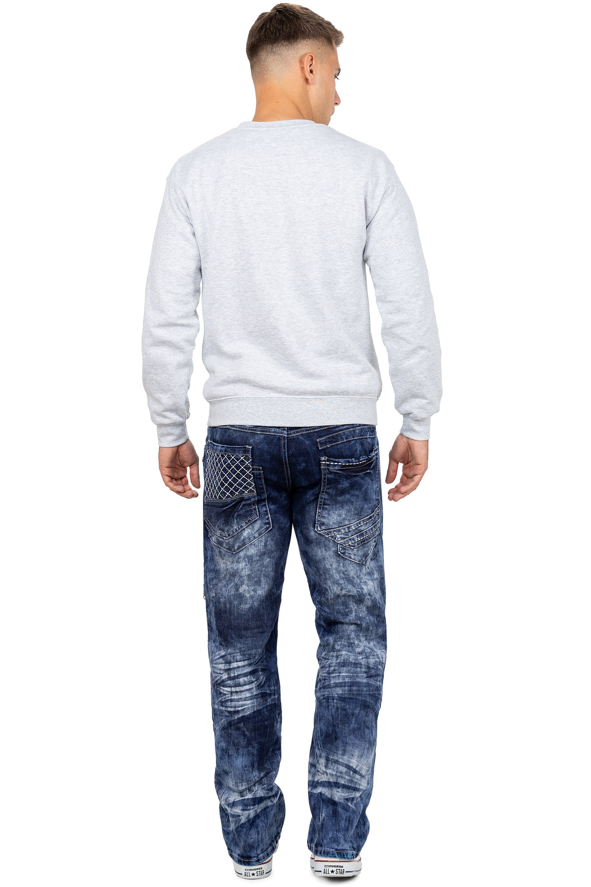Herren Regular Fit Jeans Stonewashed in Blue – Kosmo Lupo – Ansicht 6