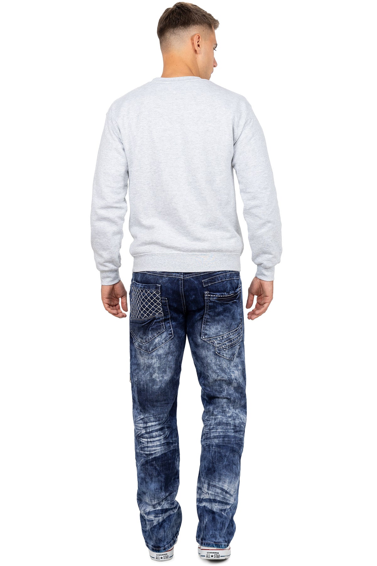 Herren Regular Fit Jeans Stonewashed in Blue – Kosmo Lupo – Ansicht 6