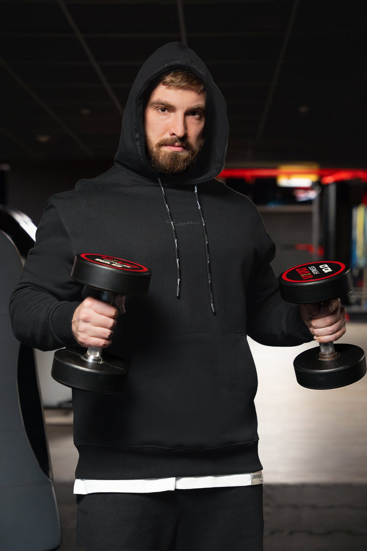 Herren Regular Fit Sport Hoodie Marken-Stick in Black – Reichstadt – Ansicht 6