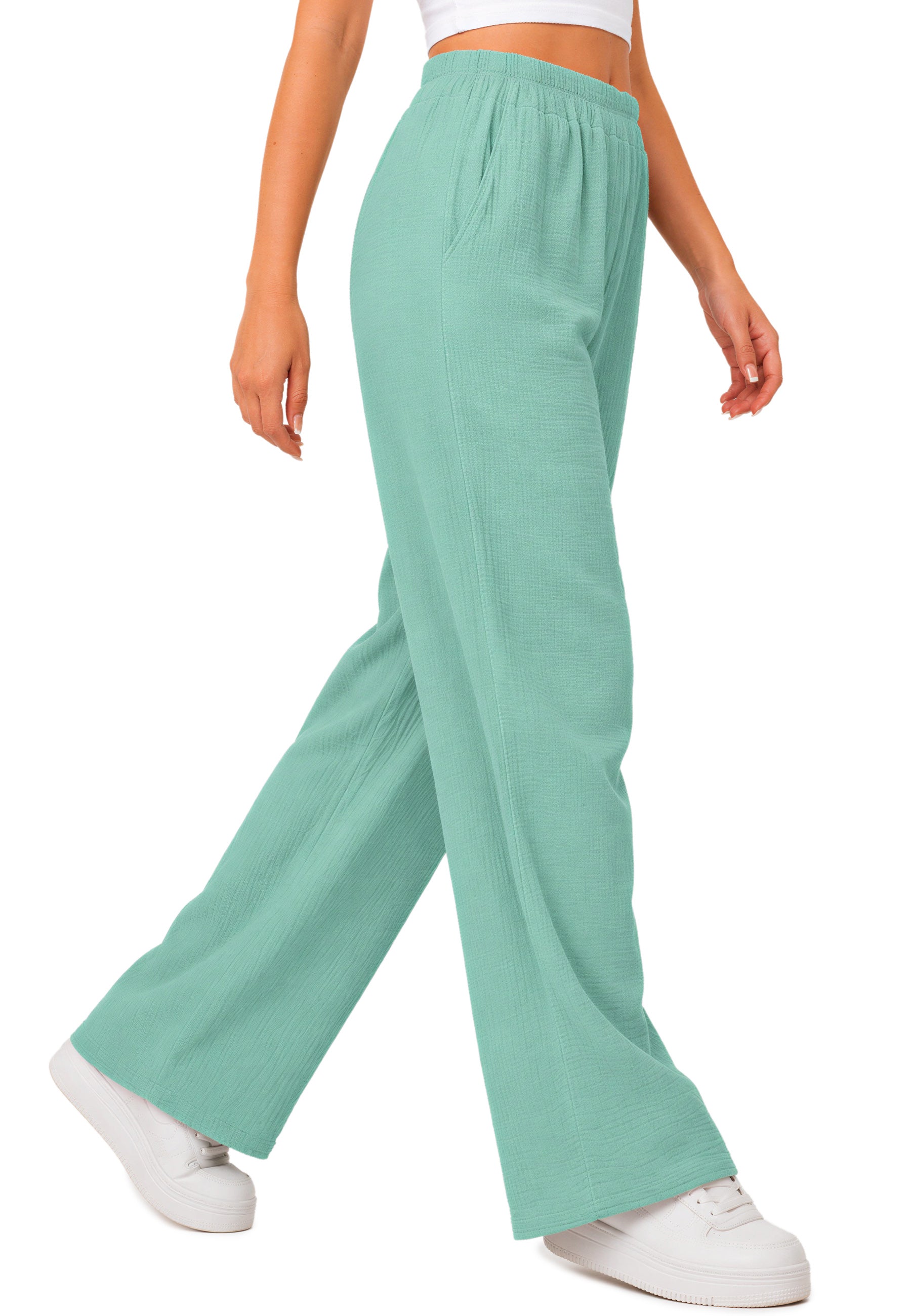 Damen Oversized Hose Musselin 25RSW082 - Mint