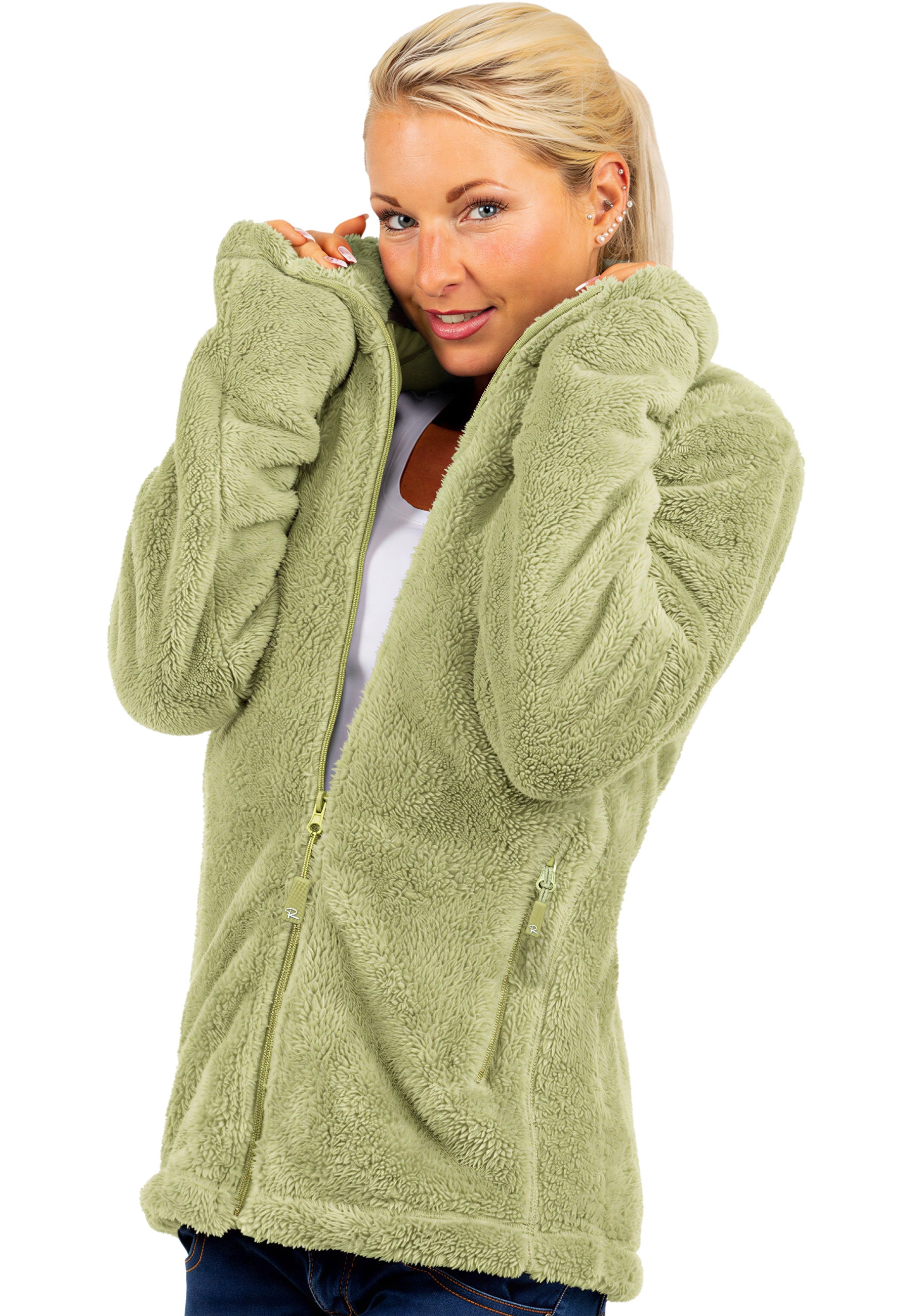 Damen Regular Fit Fleecejacke Kuschelig 22RSW002 - Sage Green