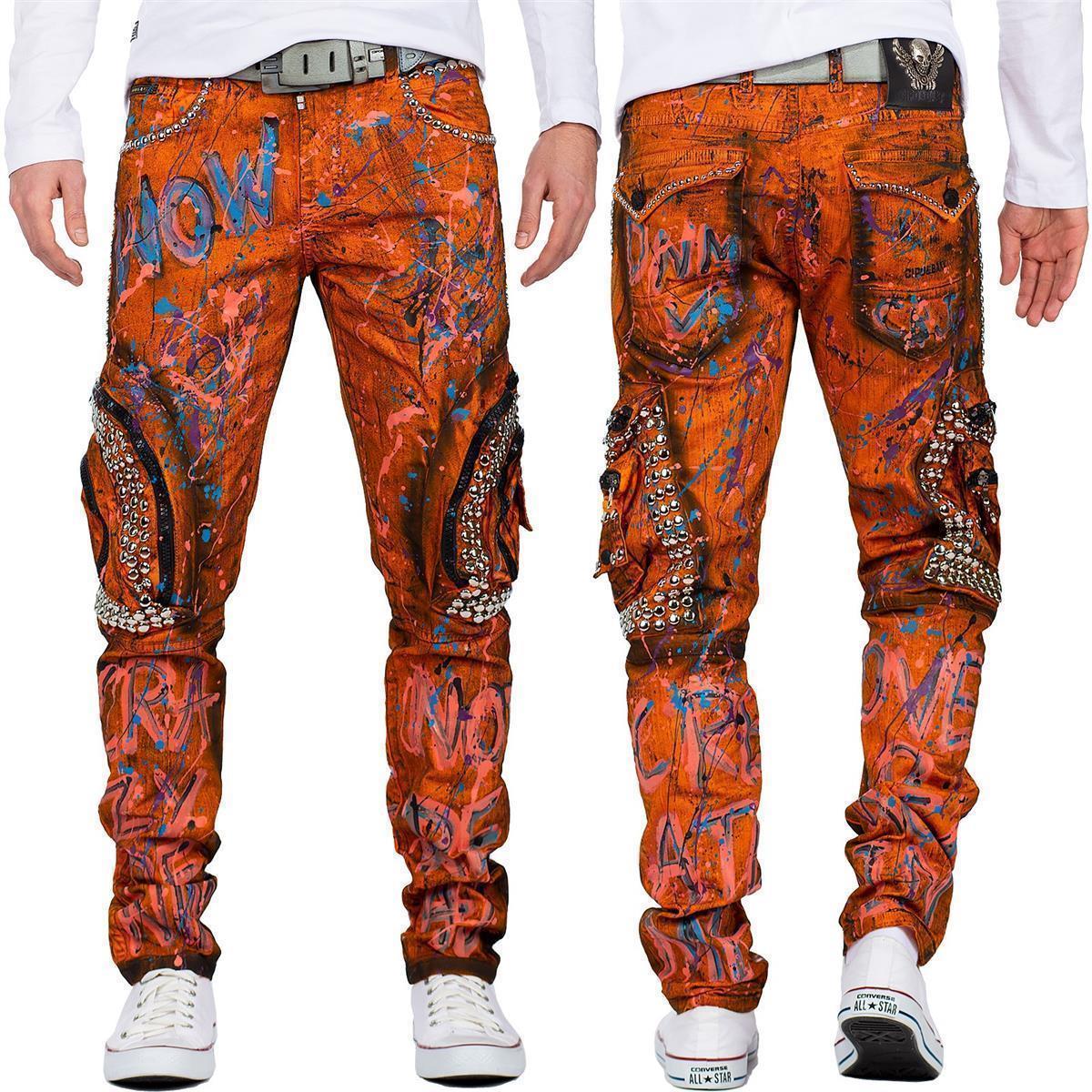Herren Straight Fit Jeans Stonewashed CD634 - Orange