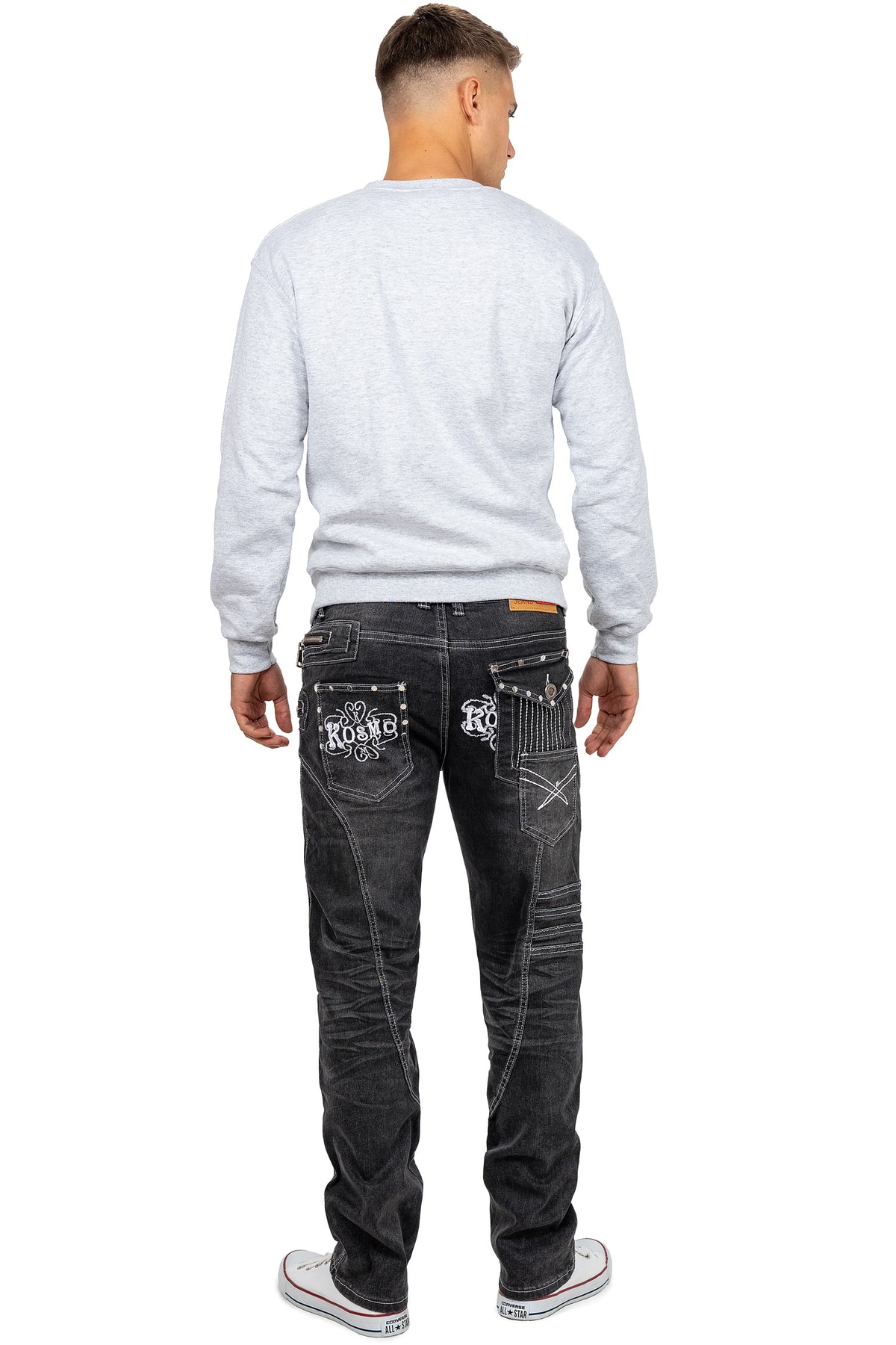 Herren Regular Fit Jeans Stonewashed in Grey – Kosmo Lupo – Ansicht 6