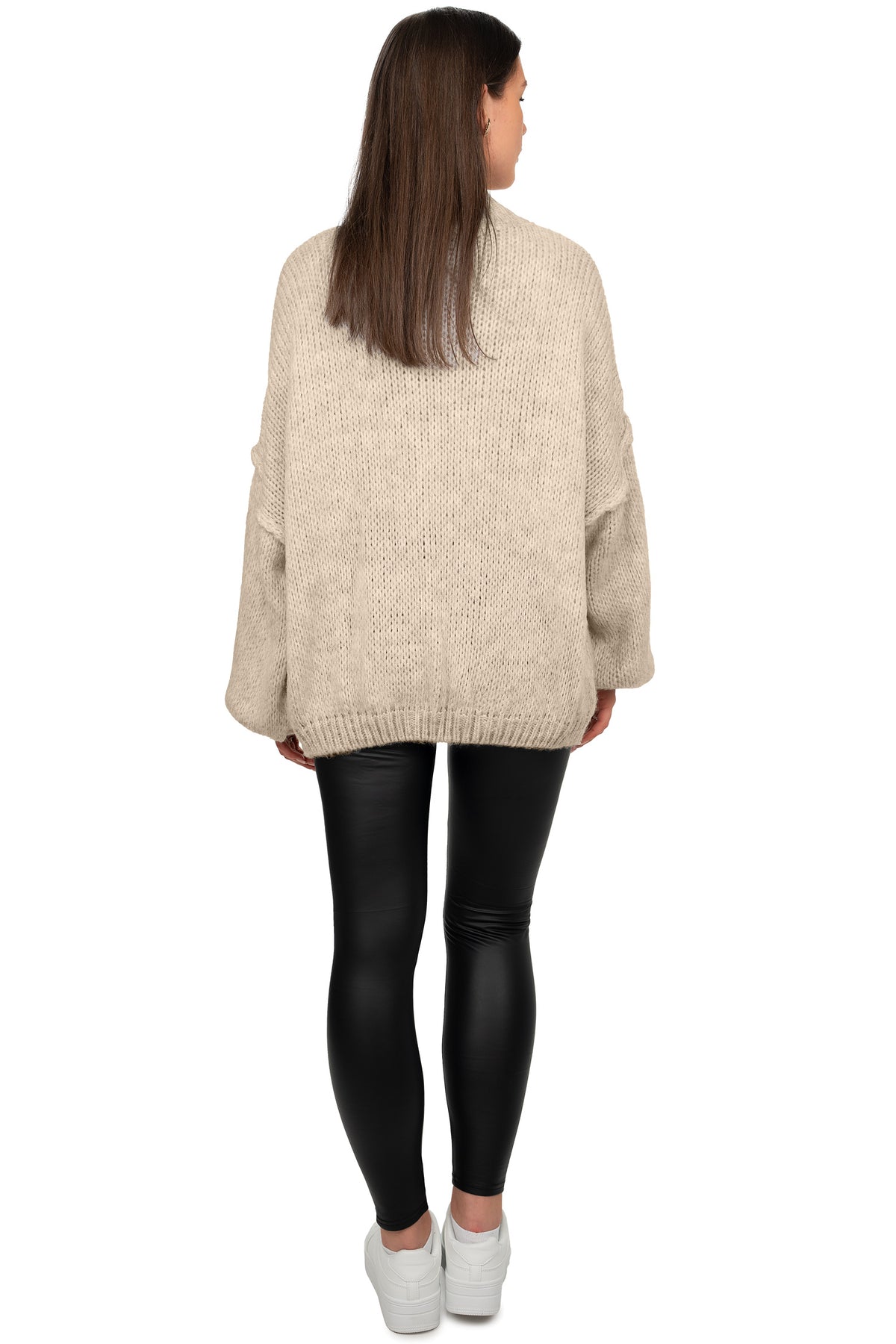 Damen Relaxed Fit Strickjacke Oversized-Look in Beige – Reichstadt – Ansicht 6