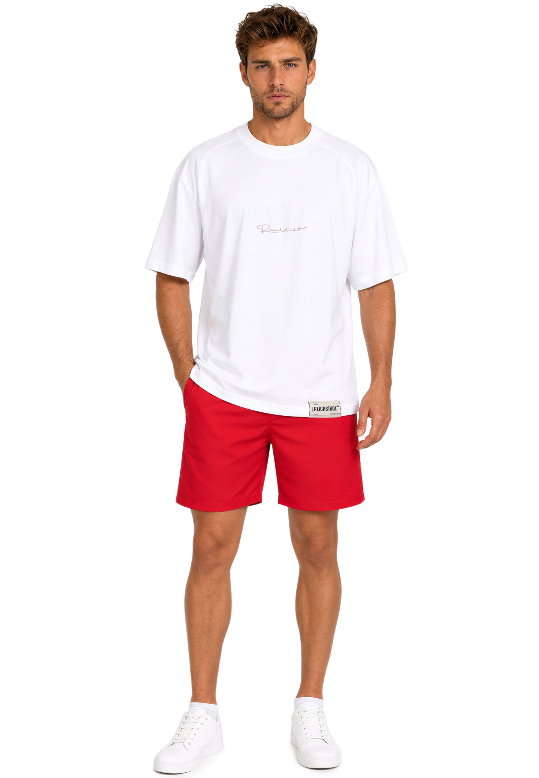 Herren Regular Fit Shorts Mid Waist 25RS073 - Red