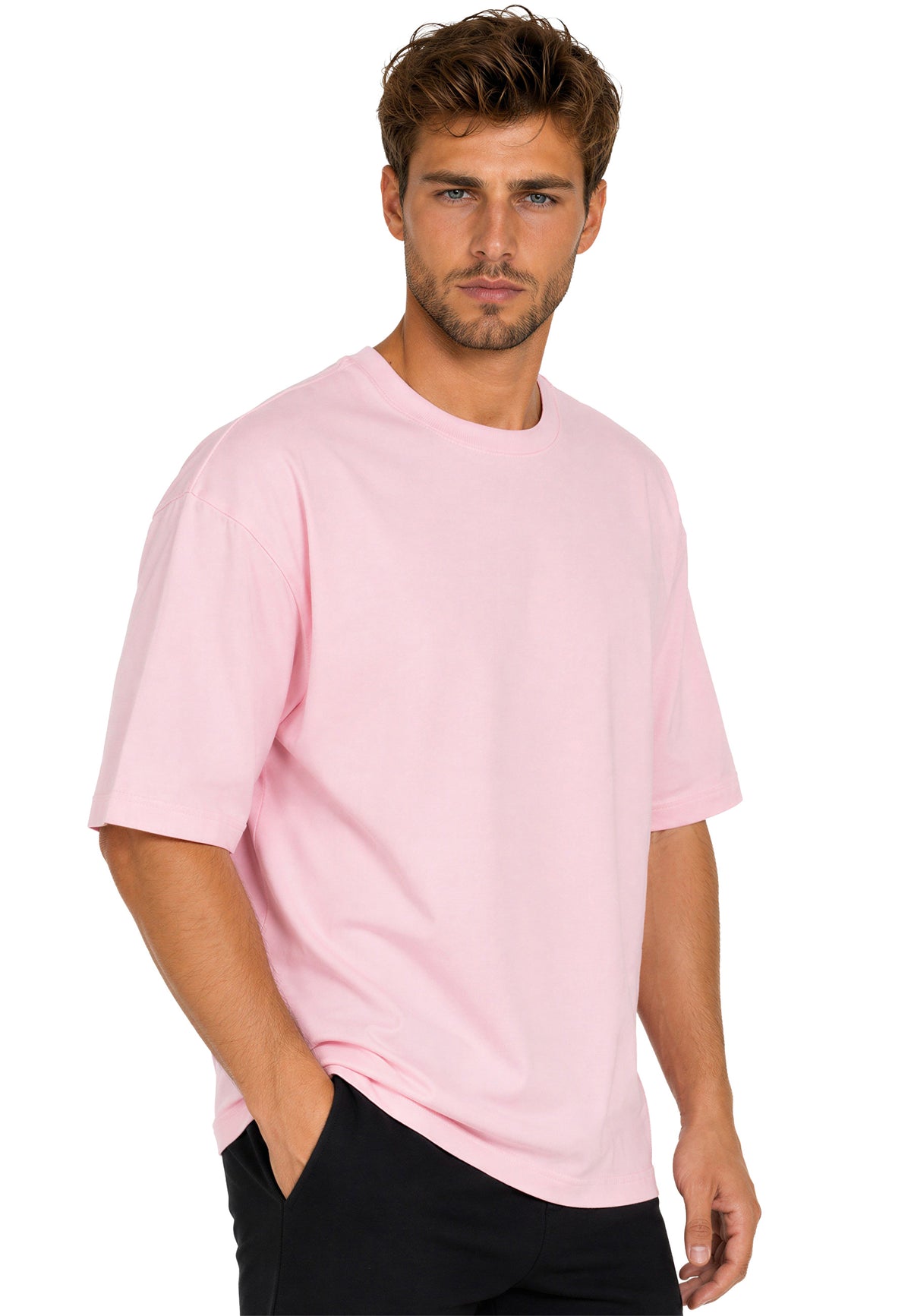 Herren Regular Fit T-Shirt Shoulder Drop in Pink – Reichstadt – Ansicht 6