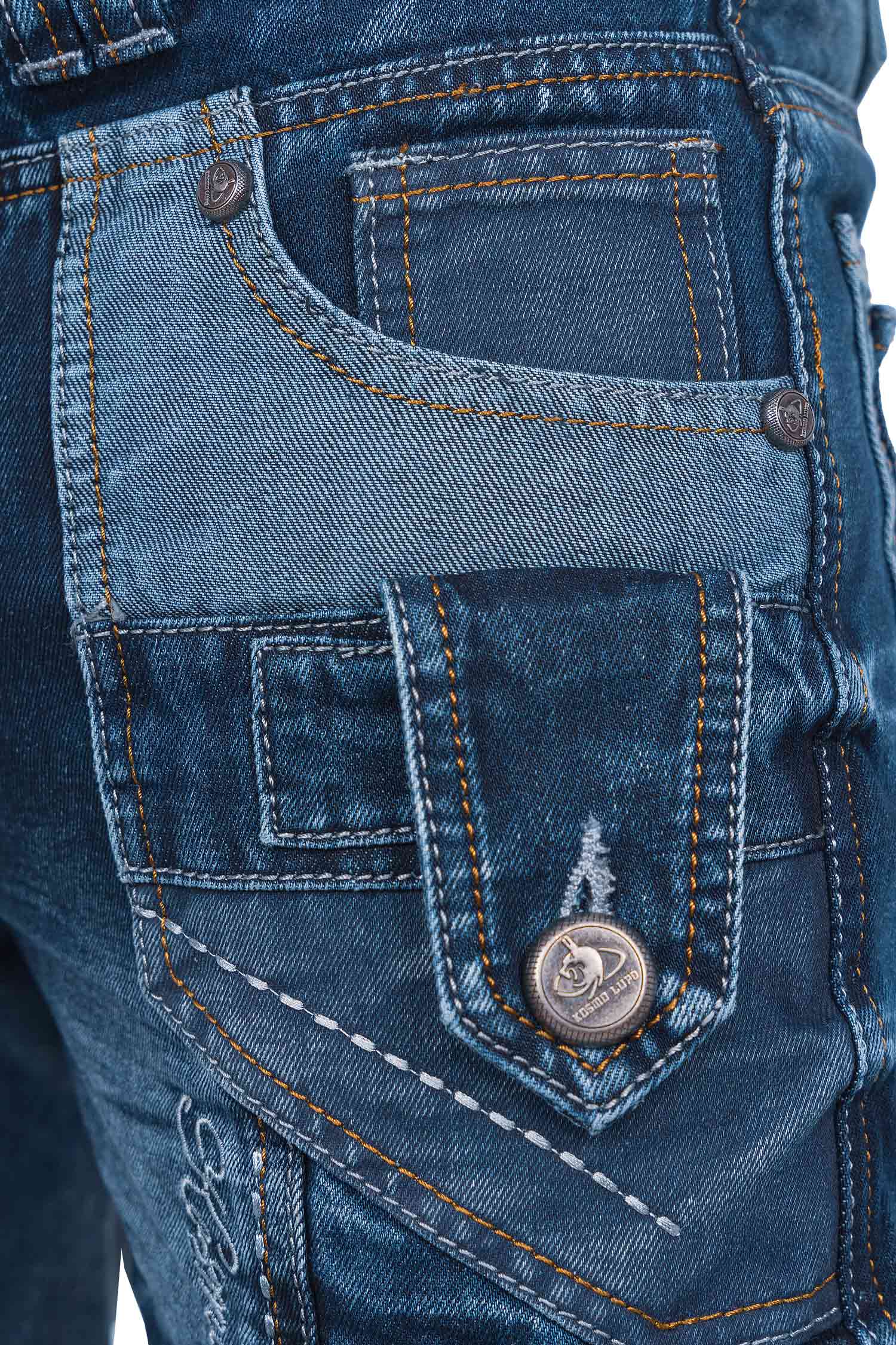 Herren Regular Fit Jeans Stonewashed KM001 - Blue