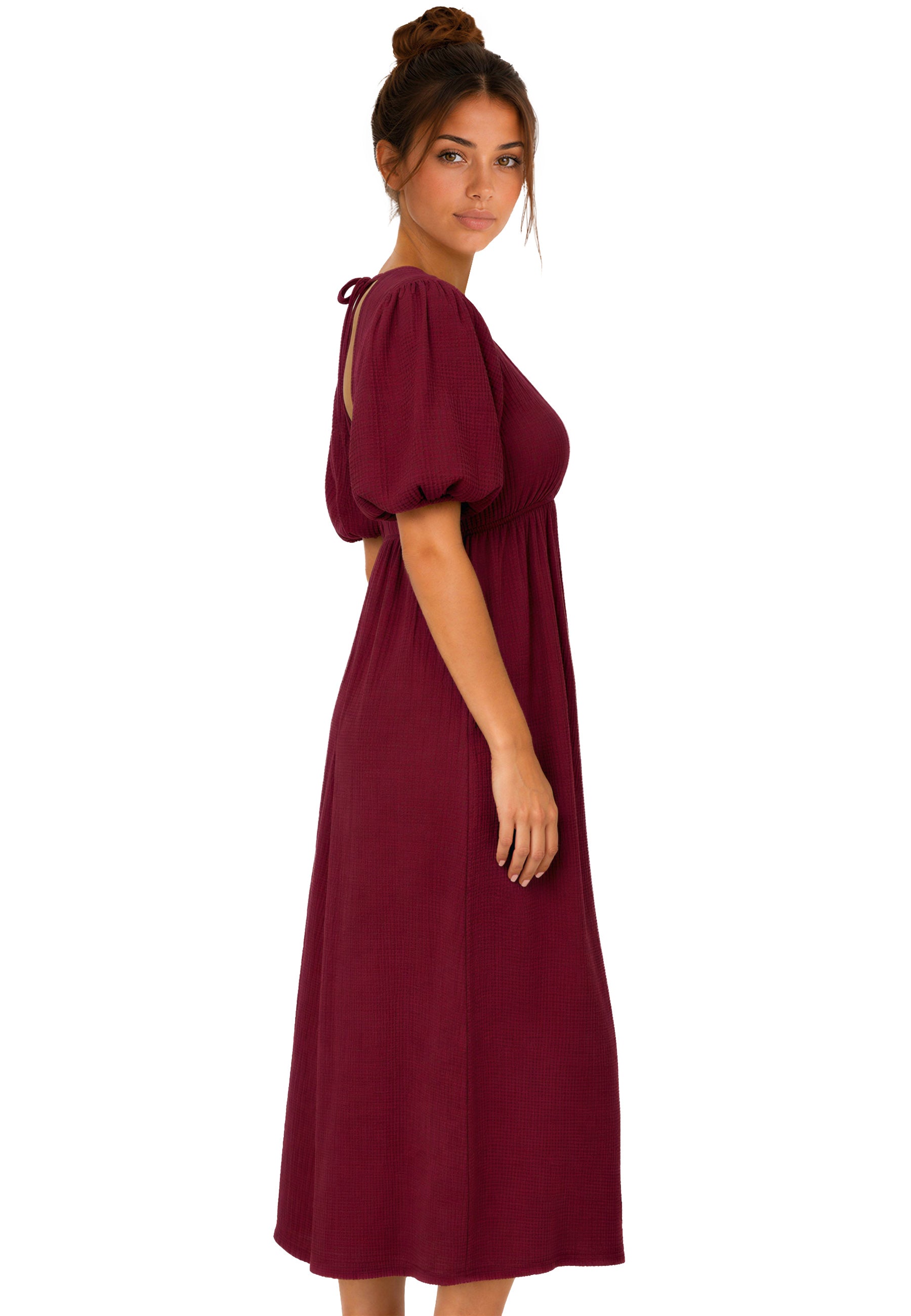 Damen Relaxed Fit Sommerkleid Musselin 25RSW077 - Red