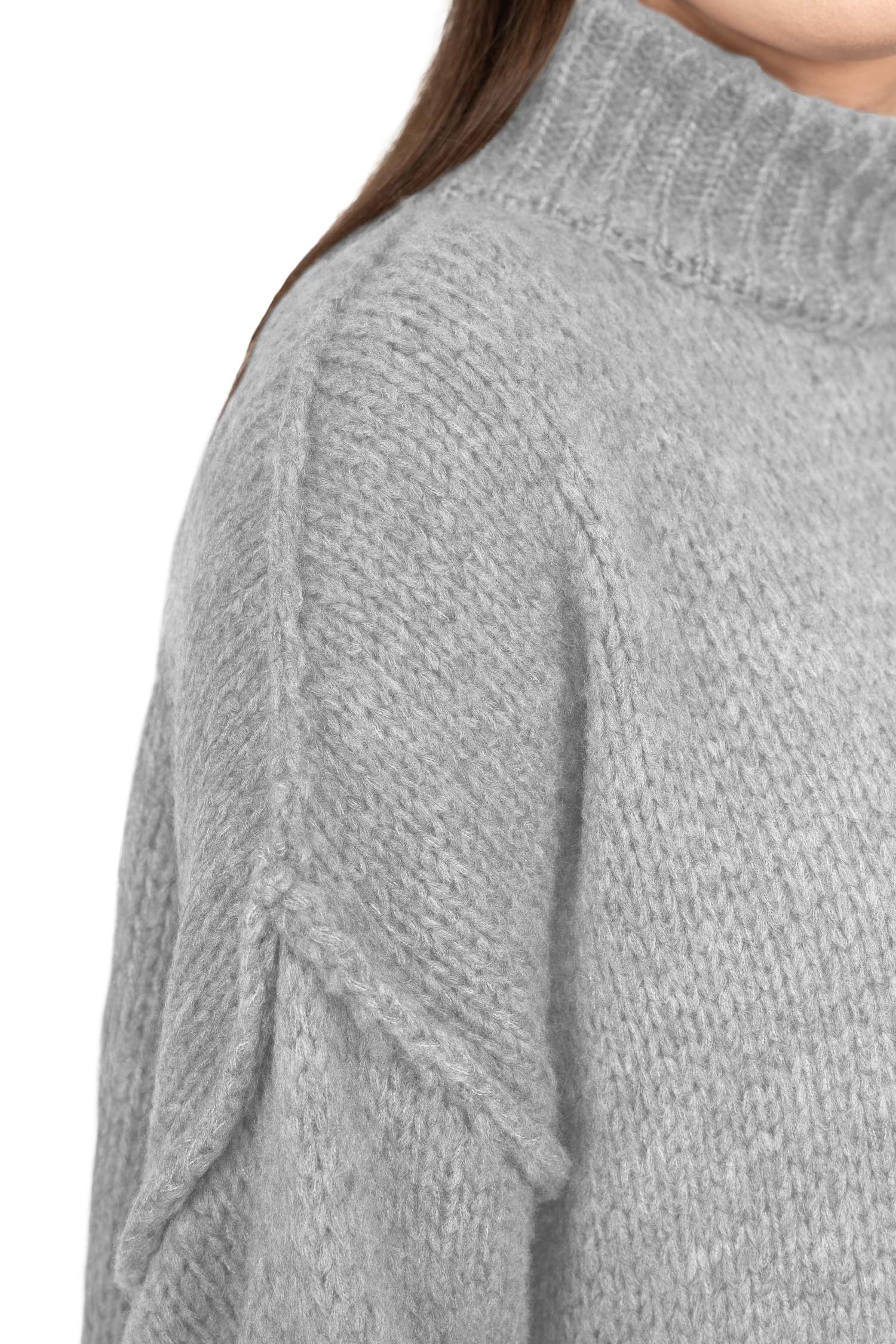 Damen Relaxed Fit Strickpullover 25RSW095 - Grey