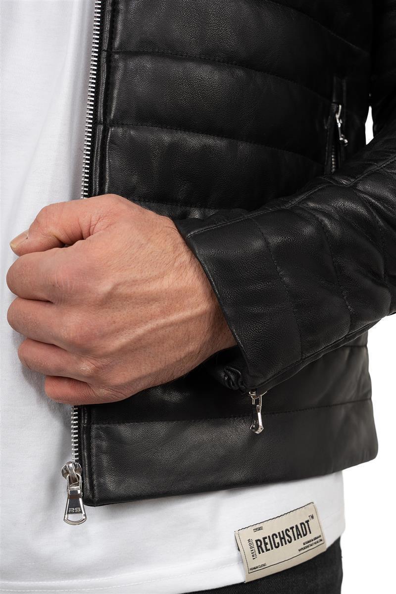 Herren Slim Fit Echtlederjacke Echtleder in Black – Reichstadt – Ansicht 6