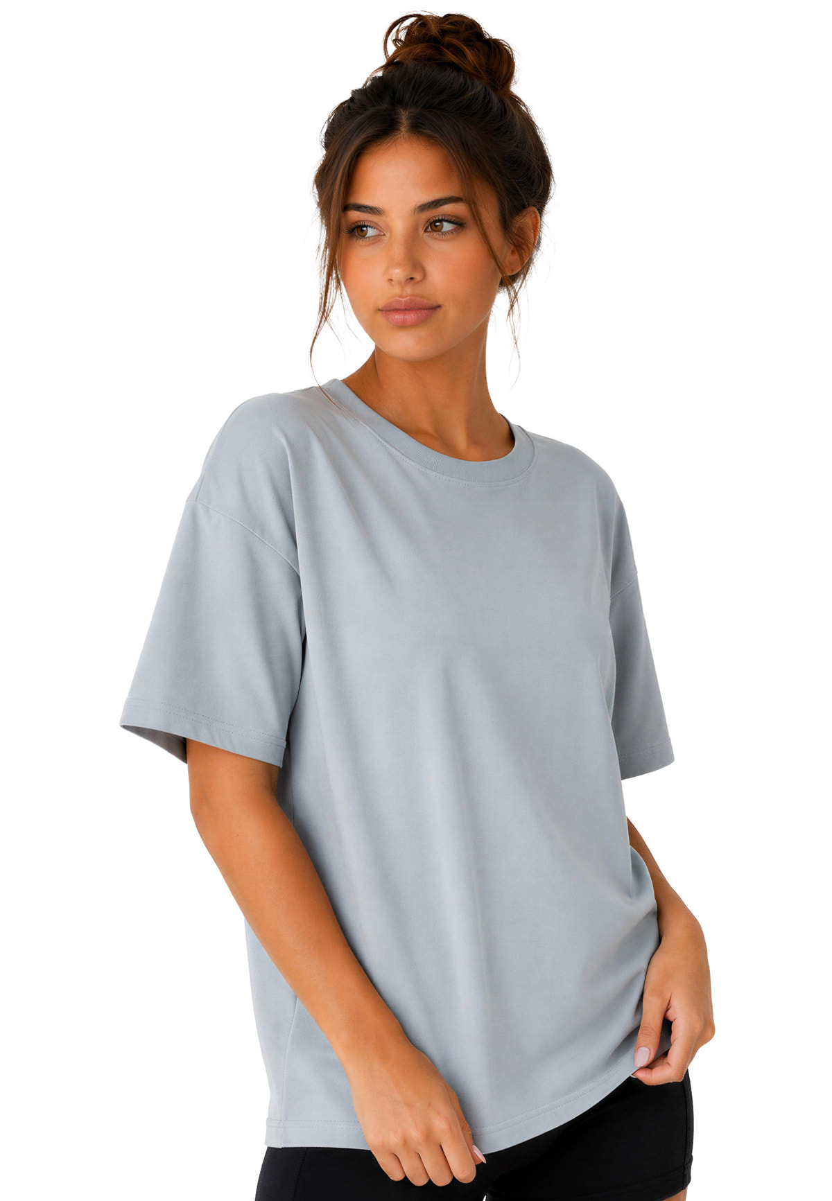 Damen Regular Fit T-Shirt Shoulder Drop in Light Blue – Reichstadt – Ansicht 6