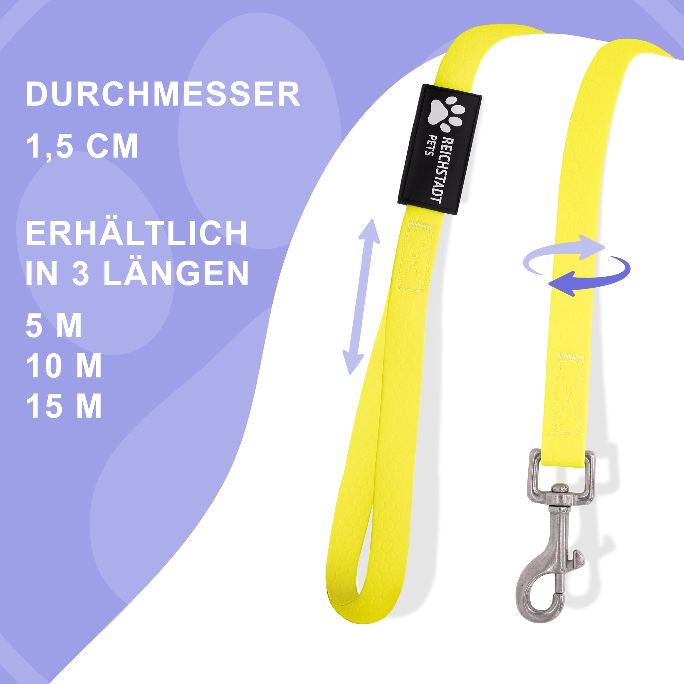 RS Pets Hundeleine Texturierte PVC 25RSP085 - Yellow