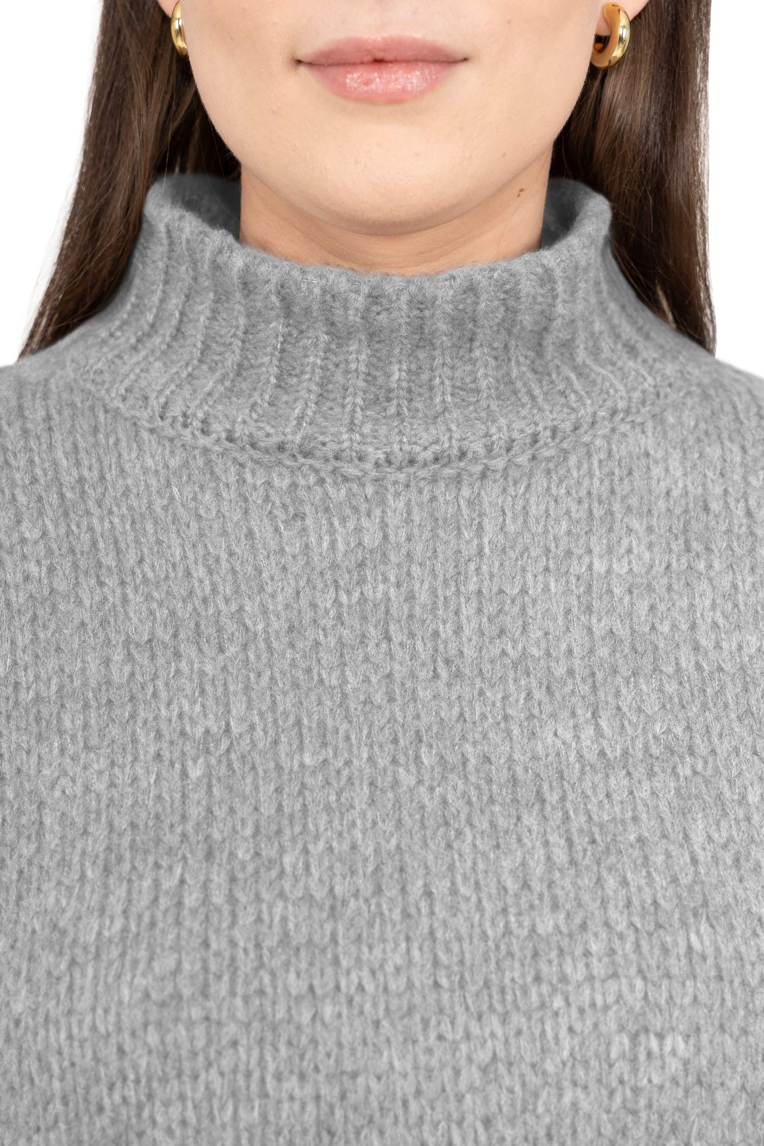 Damen Relaxed Fit Strickpullover 25RSW095 - Grey