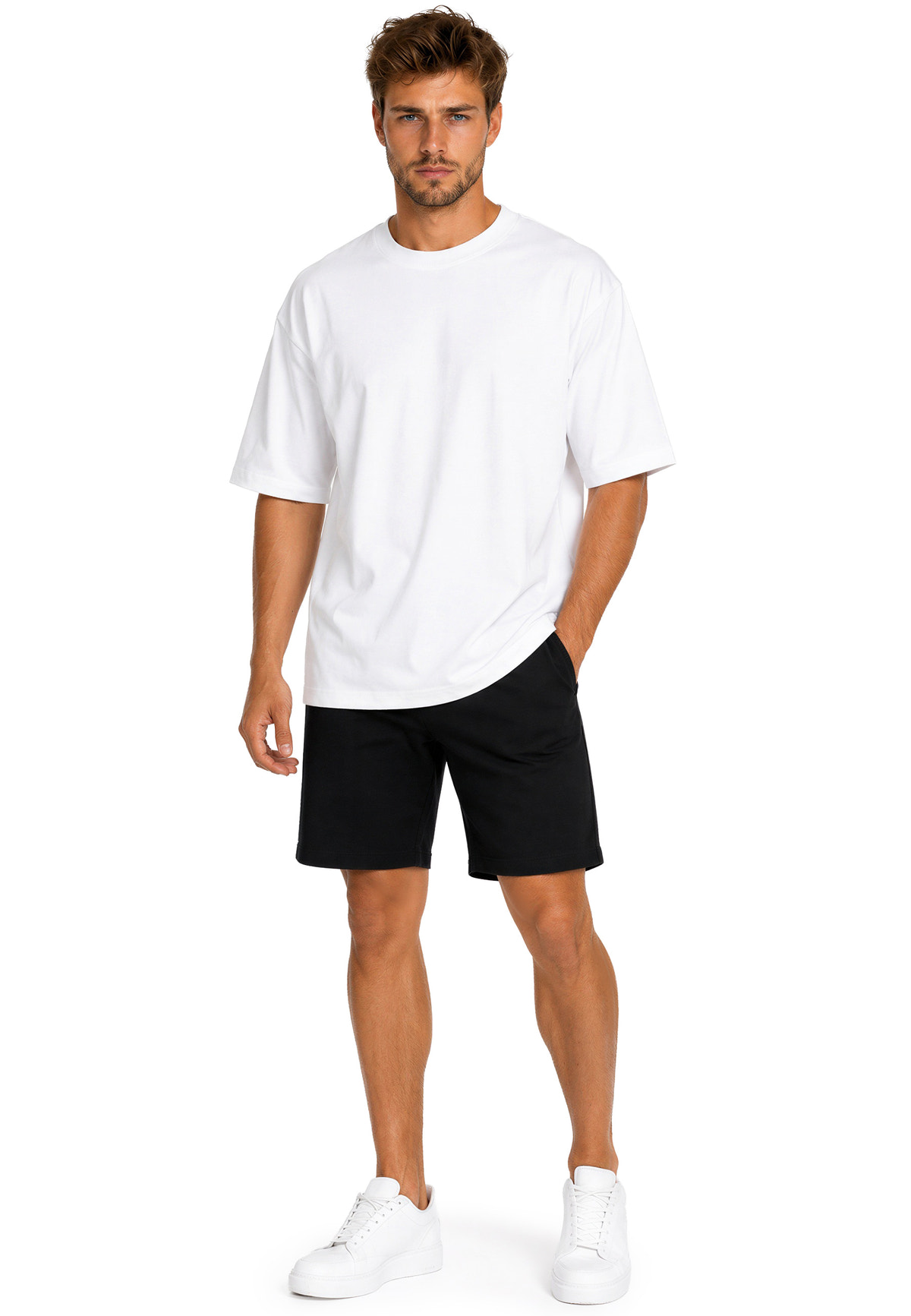 Herren Regular Fit T-Shirt Shoulder Drop in White – Reichstadt – Ansicht 7