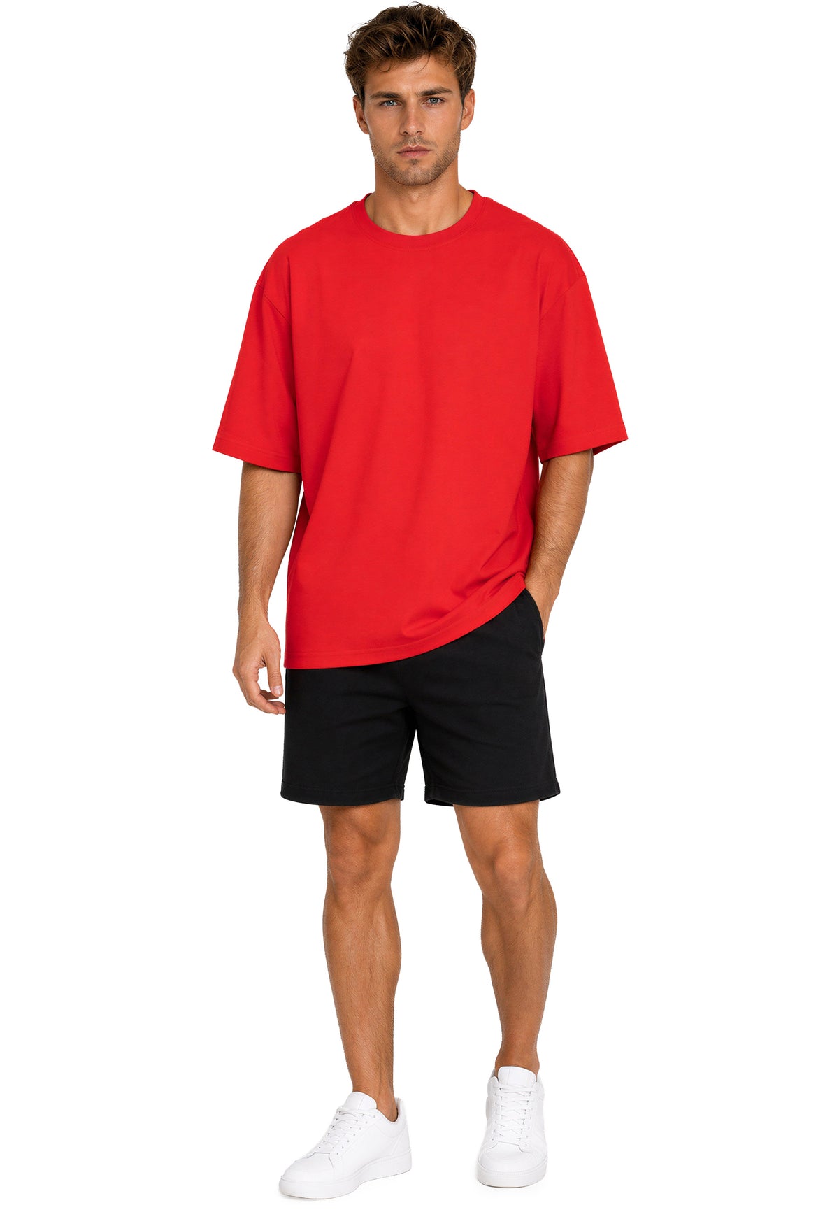 Herren Regular Fit T-Shirt Shoulder Drop in Red – Reichstadt – Ansicht 7
