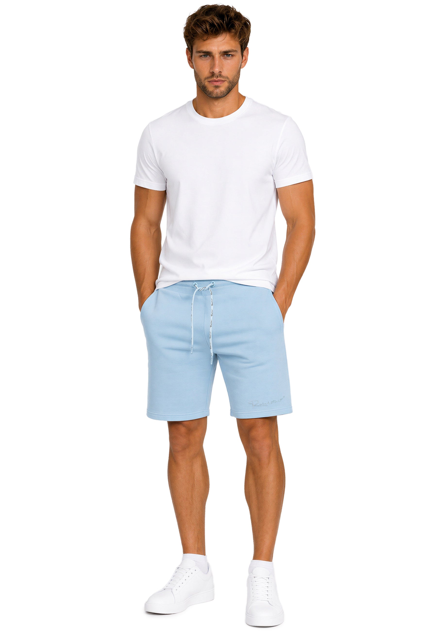 Herren Regular Fit Shorts Marken-Stick 23RS036 - Baby Blue