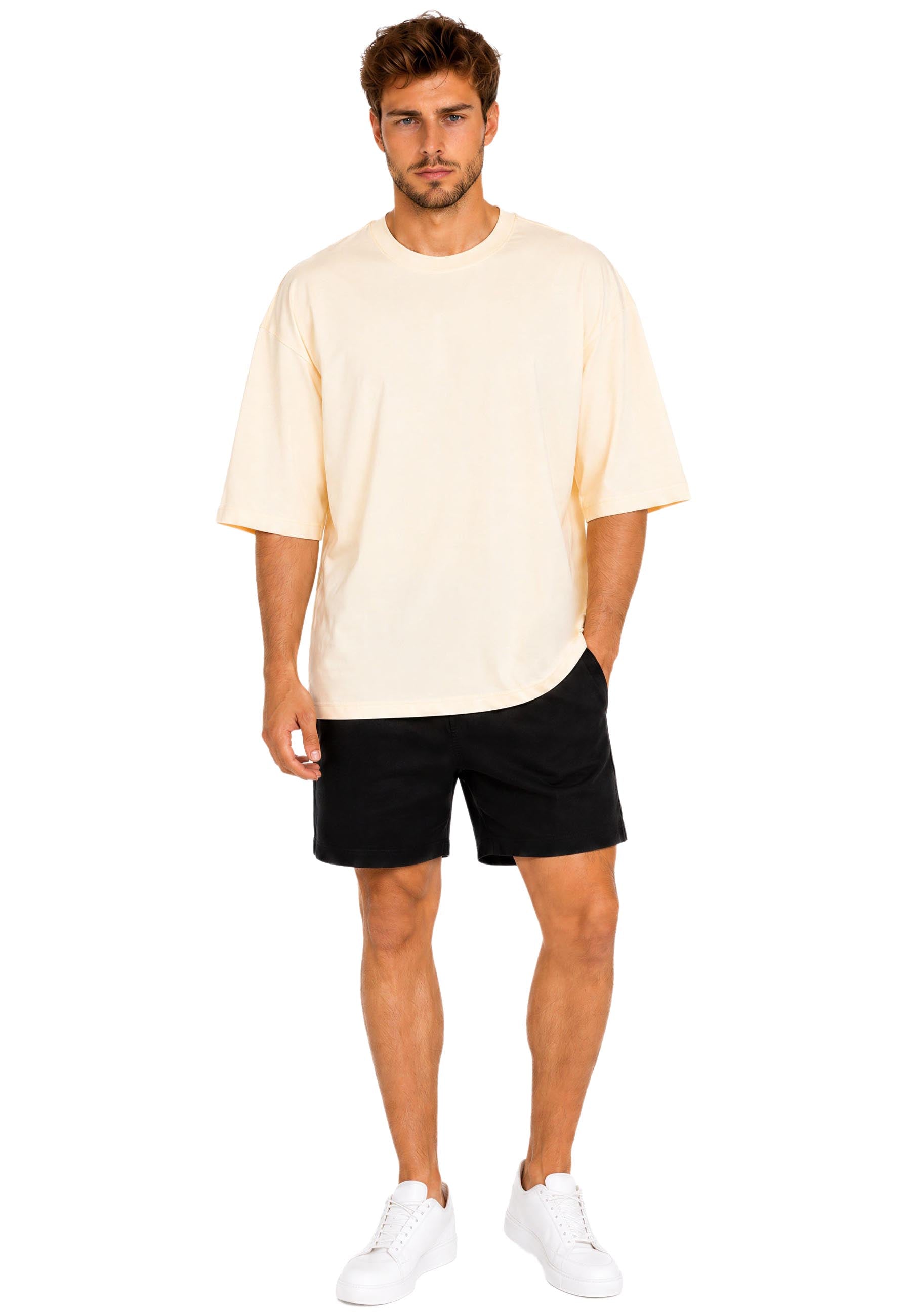 Herren Oversized T-Shirt 25RS070 Beige - mehrfarbig