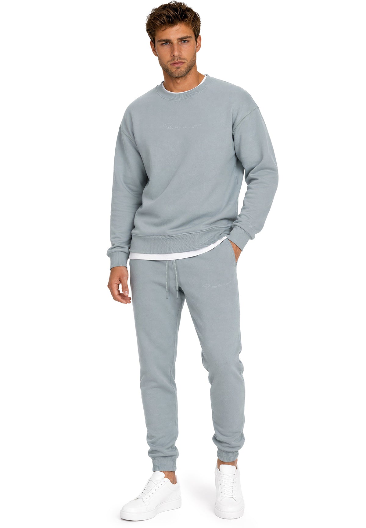 Herren Regular Fit Pullover Logo-Stitching in Grey – Reichstadt – Ansicht 7