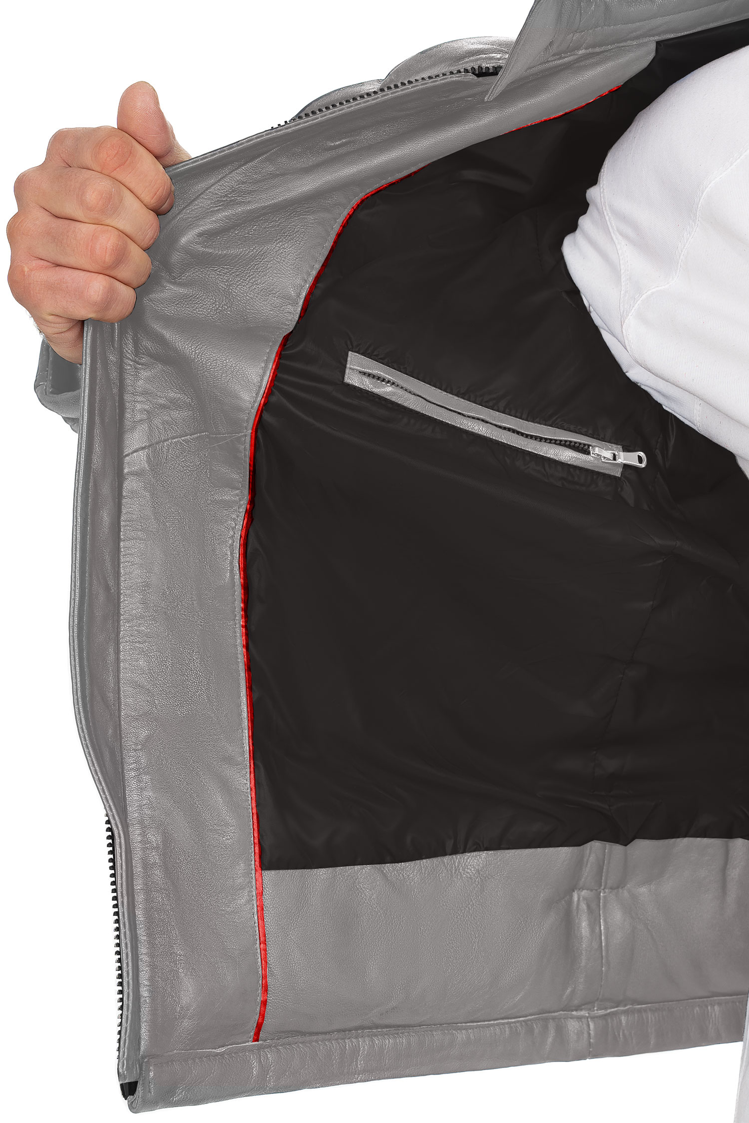 Reichstadt Herren Regular Fit Lederjacke Grau (Modell 19RS016) - Ansicht 7