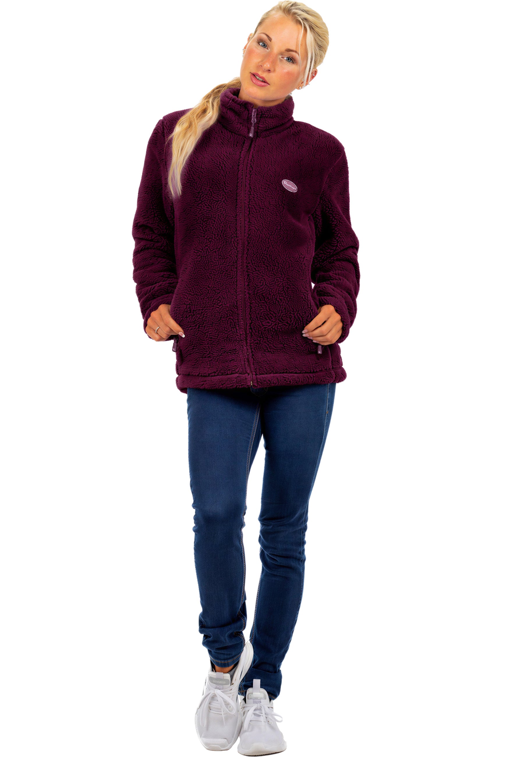 Damen Regular Fit Fleecejacke Kuschelige 22RSW002 Red Wine - mehrfarbig