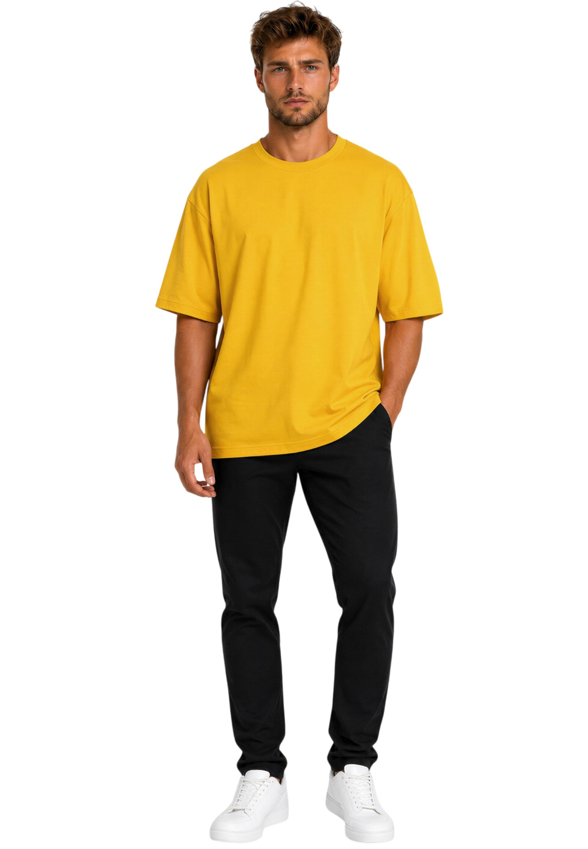 Herren Relaxed Fit T-Shirt in Yellow – Reichstadt – Ansicht 7