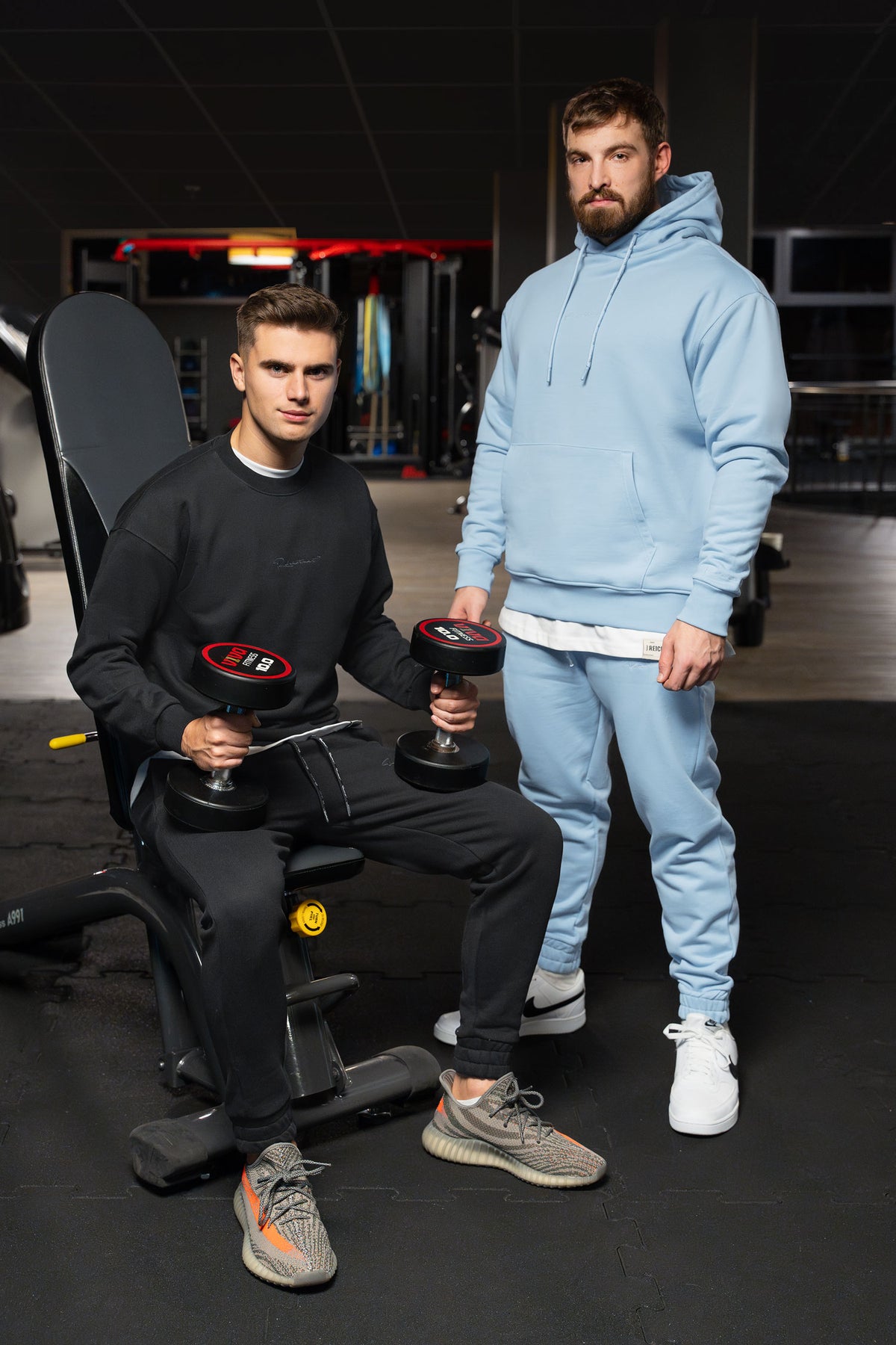 Herren Regular Fit Sport Hoodie Marken-Stick in Baby Blue – Reichstadt – Ansicht 7