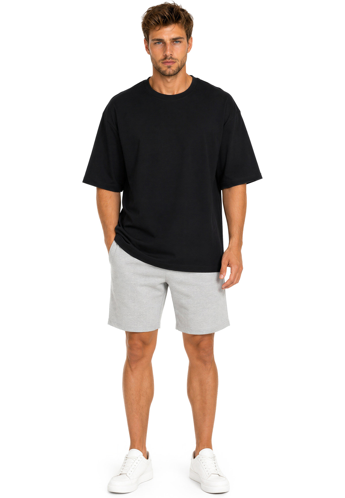 Herren Regular Fit T-Shirt Shoulder Drop in Black – Reichstadt – Ansicht 7